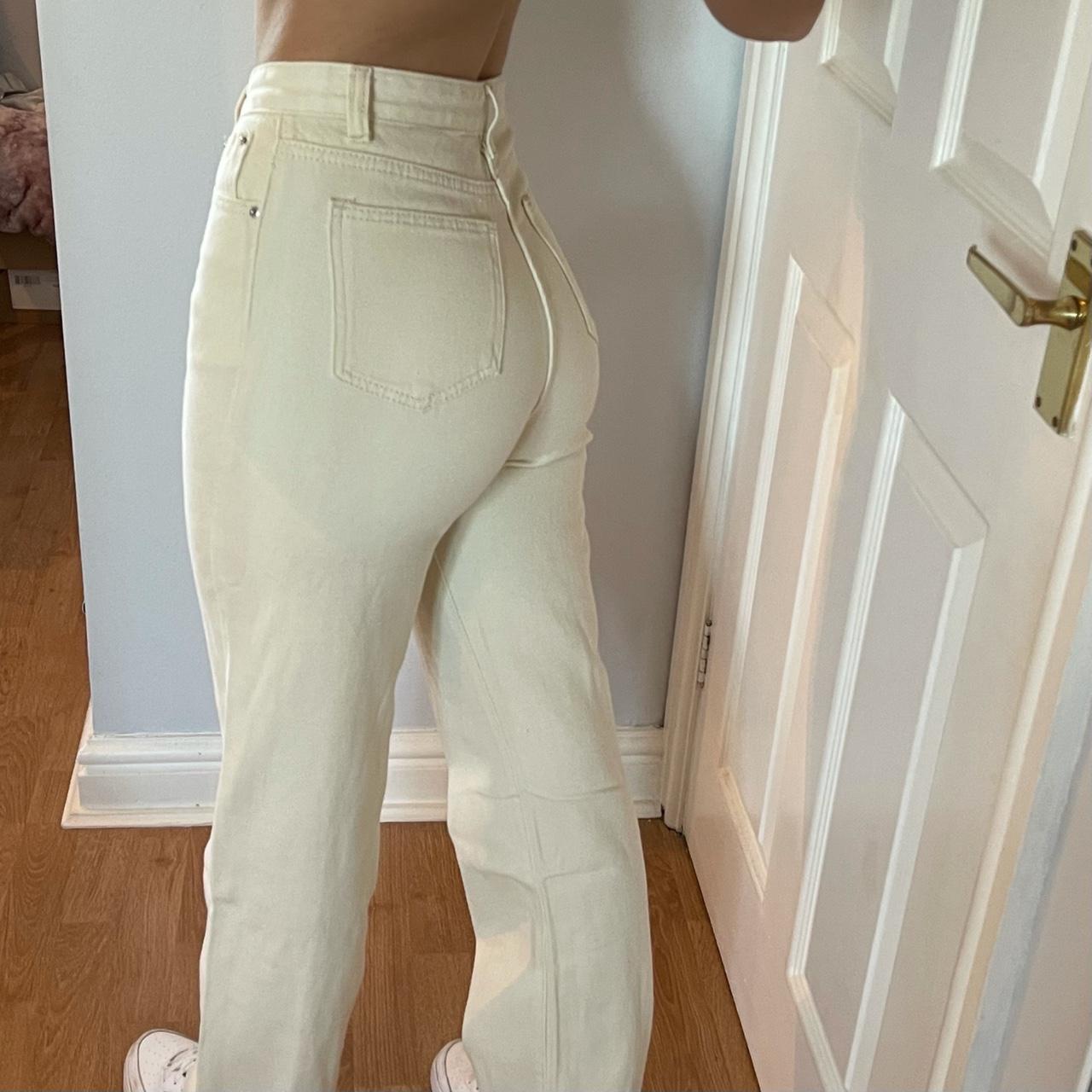 Y2k jeans y2k pants cream jeans white jeans cream... - Depop