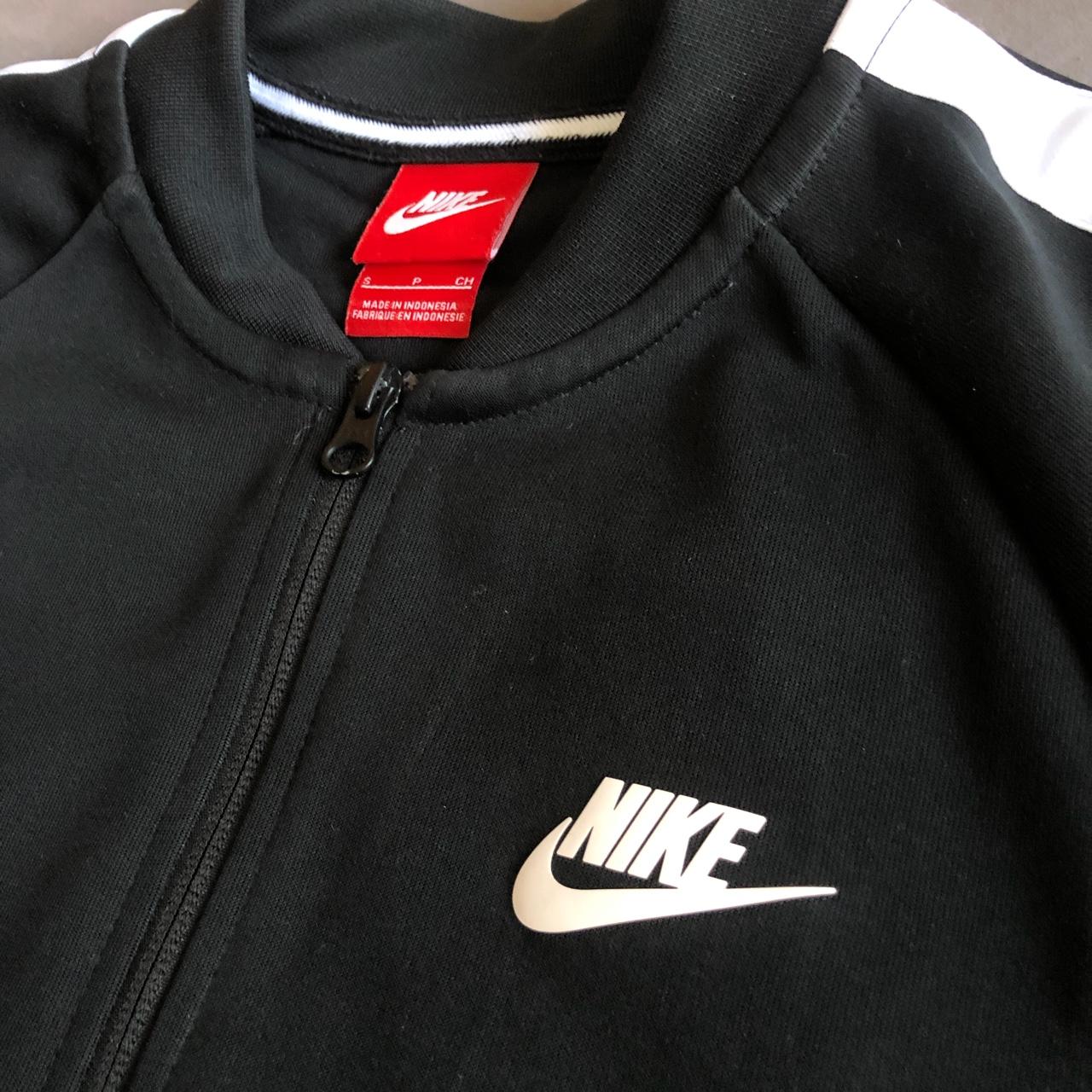 Nike - Polyester Tracksuit Jacket - Black with White... - Depop