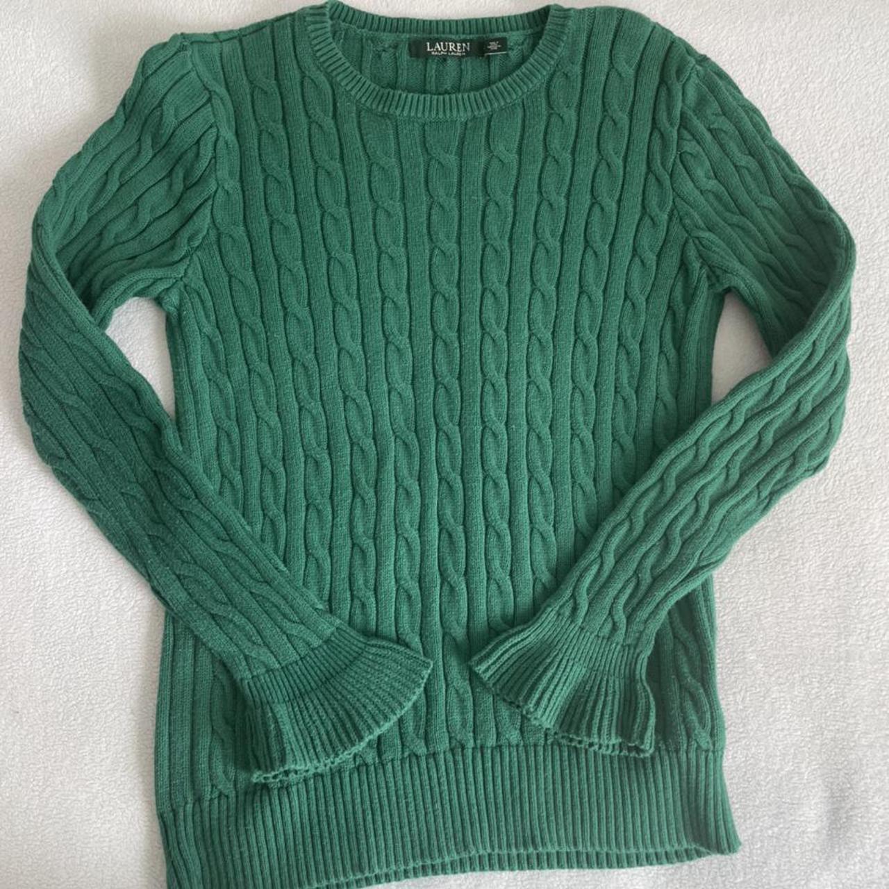 Green cable knit Lauren Ralph Lauren sweater... - Depop