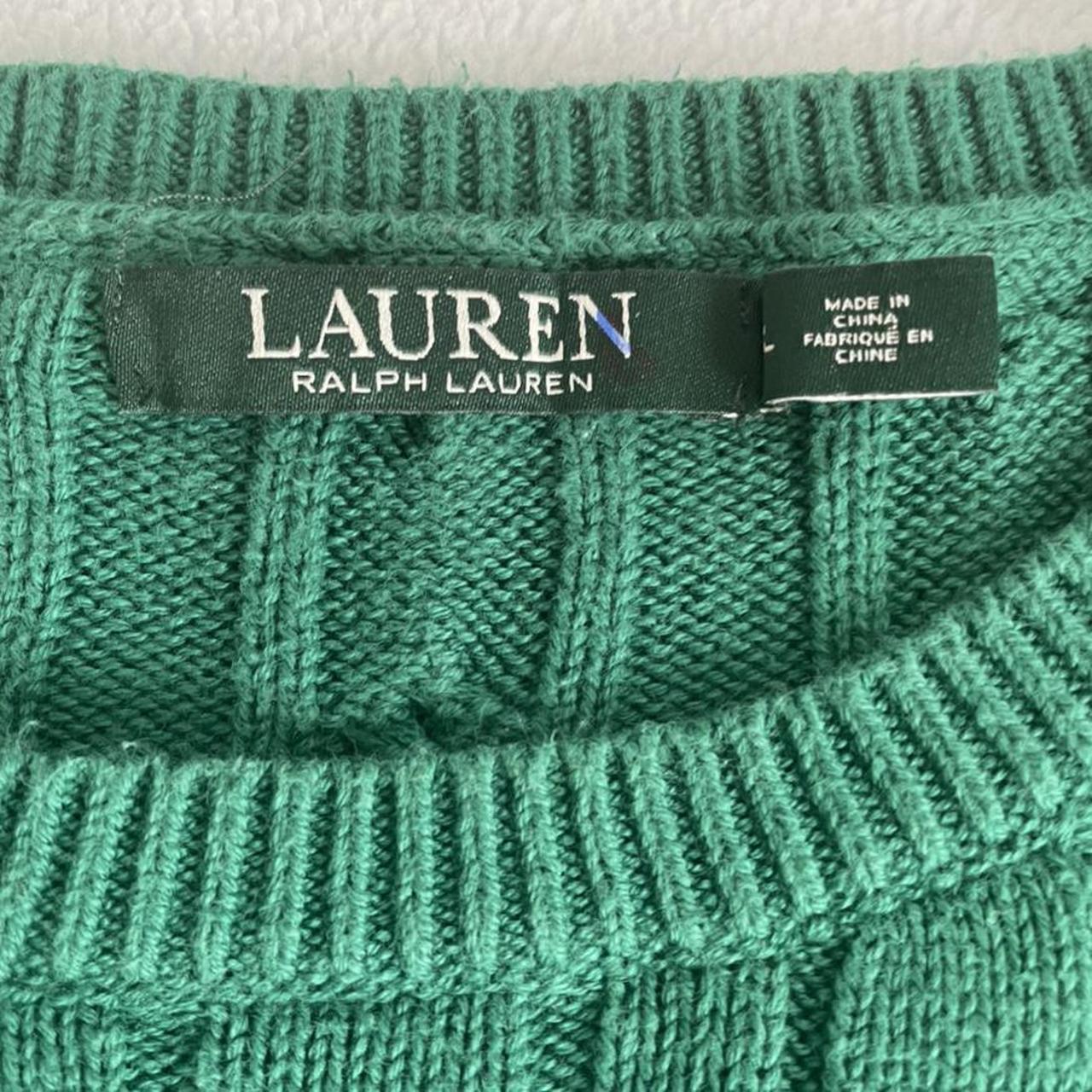 Green cable knit Lauren Ralph Lauren sweater... - Depop