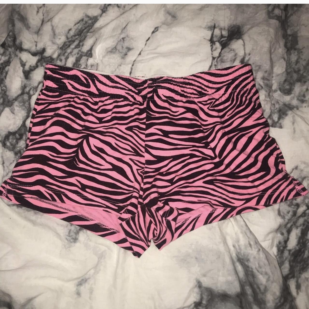 Pink zebra lounge shorts zebra print can fit a S... Depop