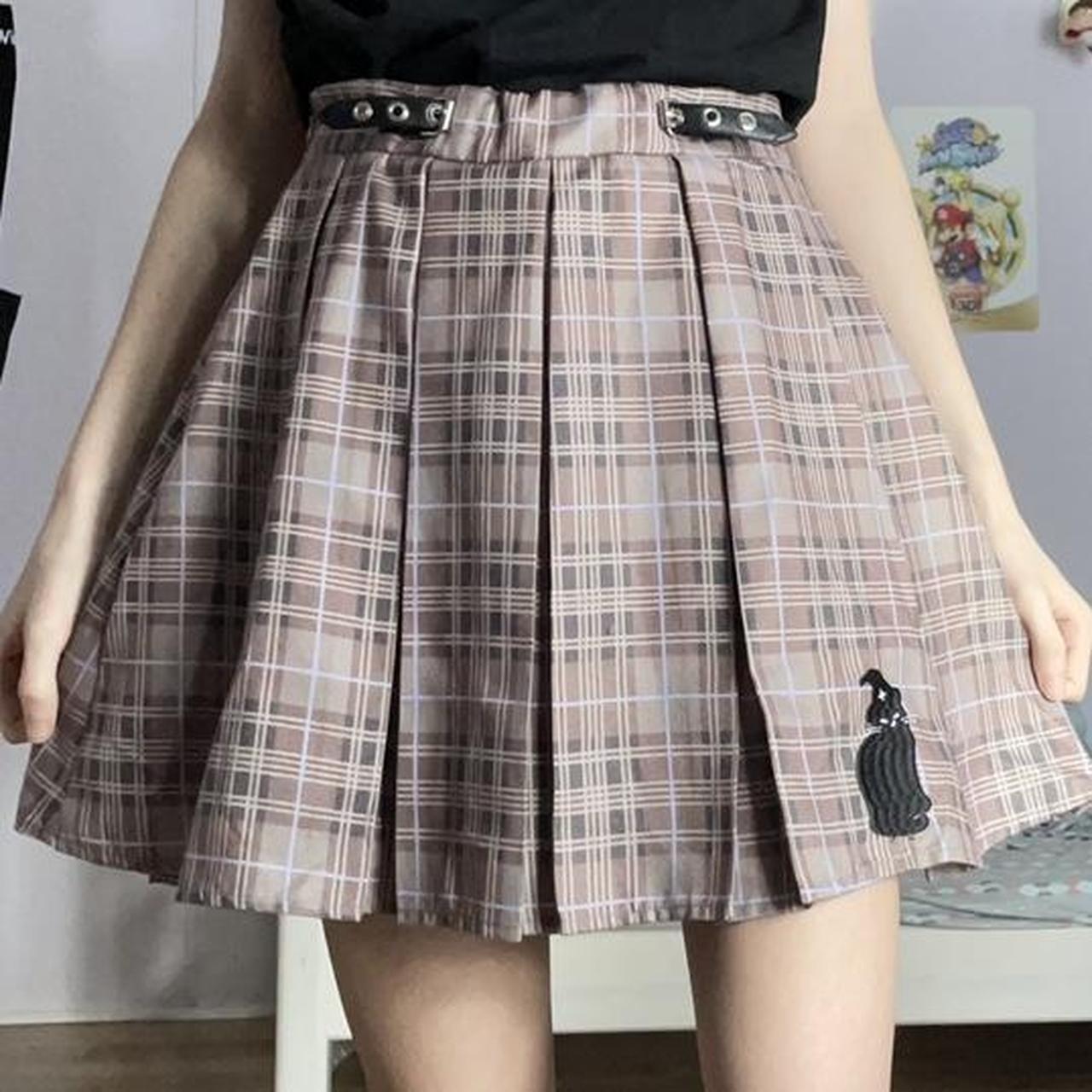 shein-women-s-tan-and-brown-skirt-depop