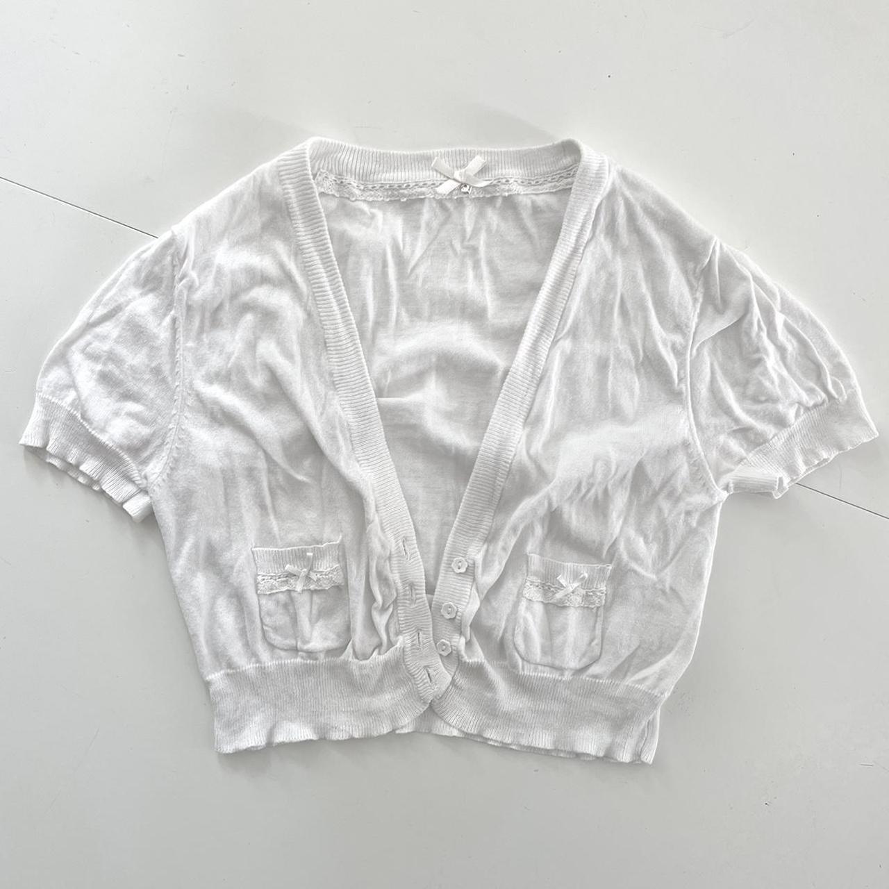 vintage white baby cardigan sweater with... Depop