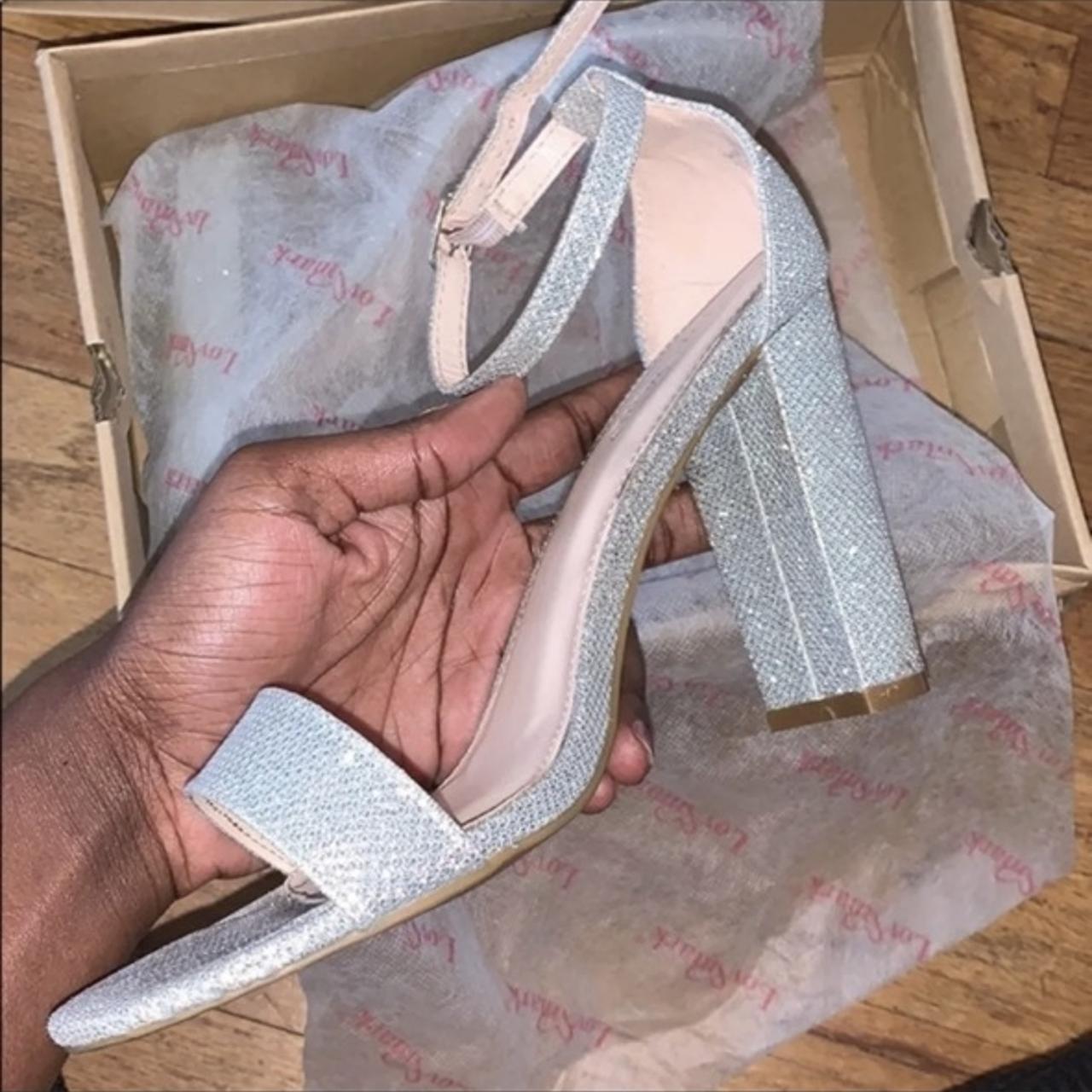 Sparkly silver hot sale block heels