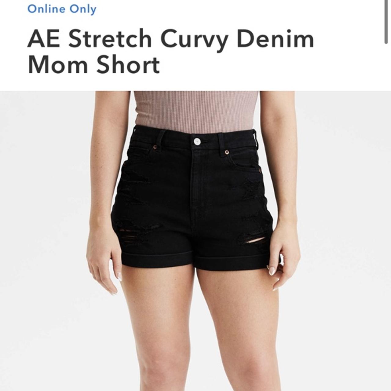 ae stretch curvy denim mom shorts