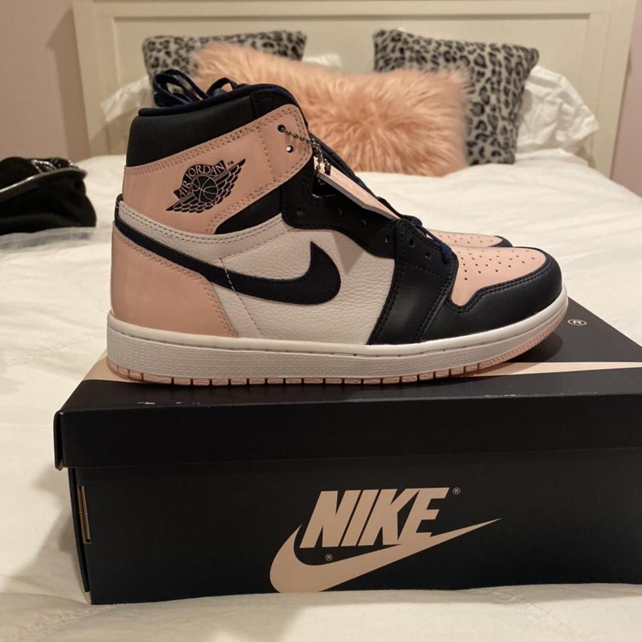 Jordan Women's Pink and White Trainers | Depop