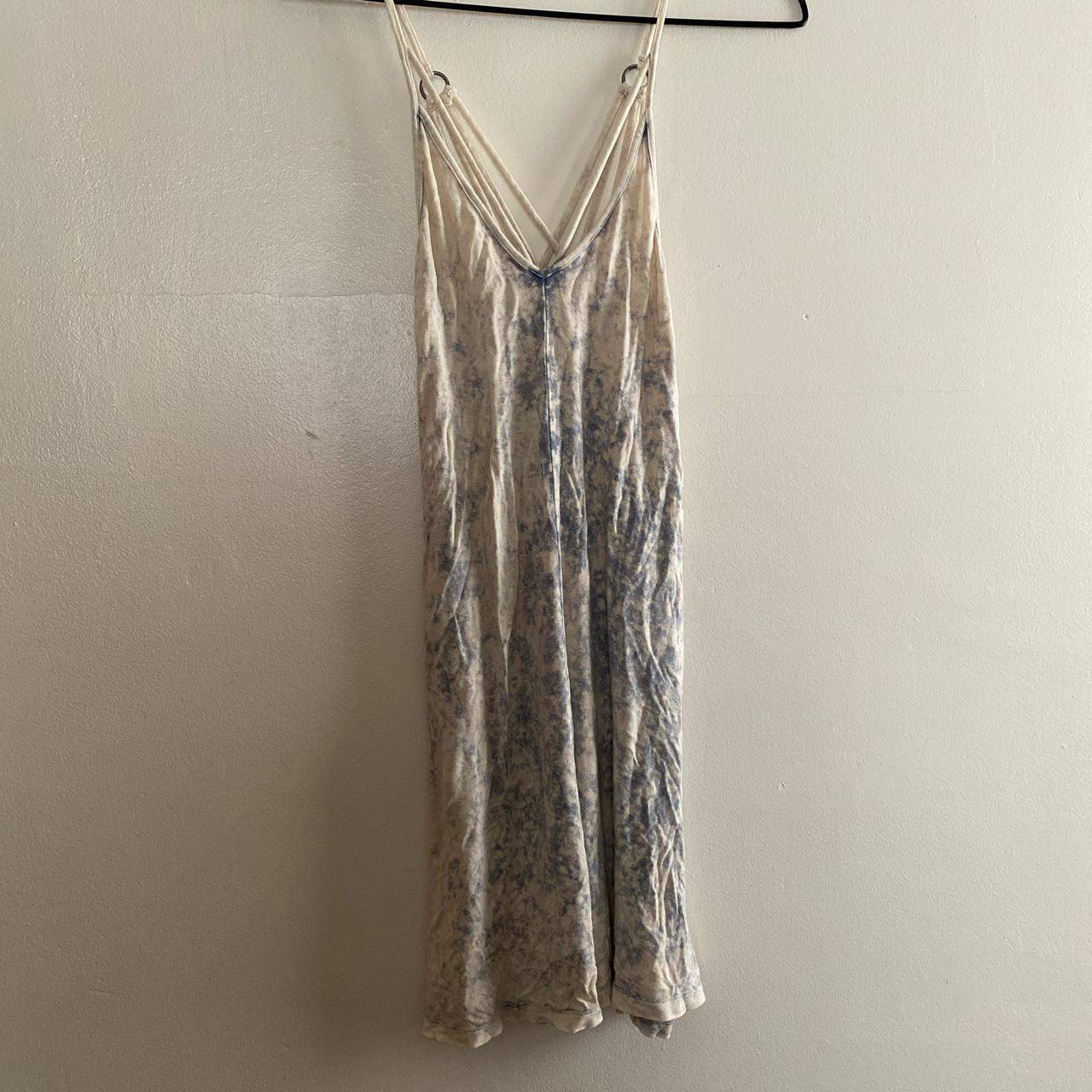 American Eagle Outfitters Women's White and Blue Dress | Depop