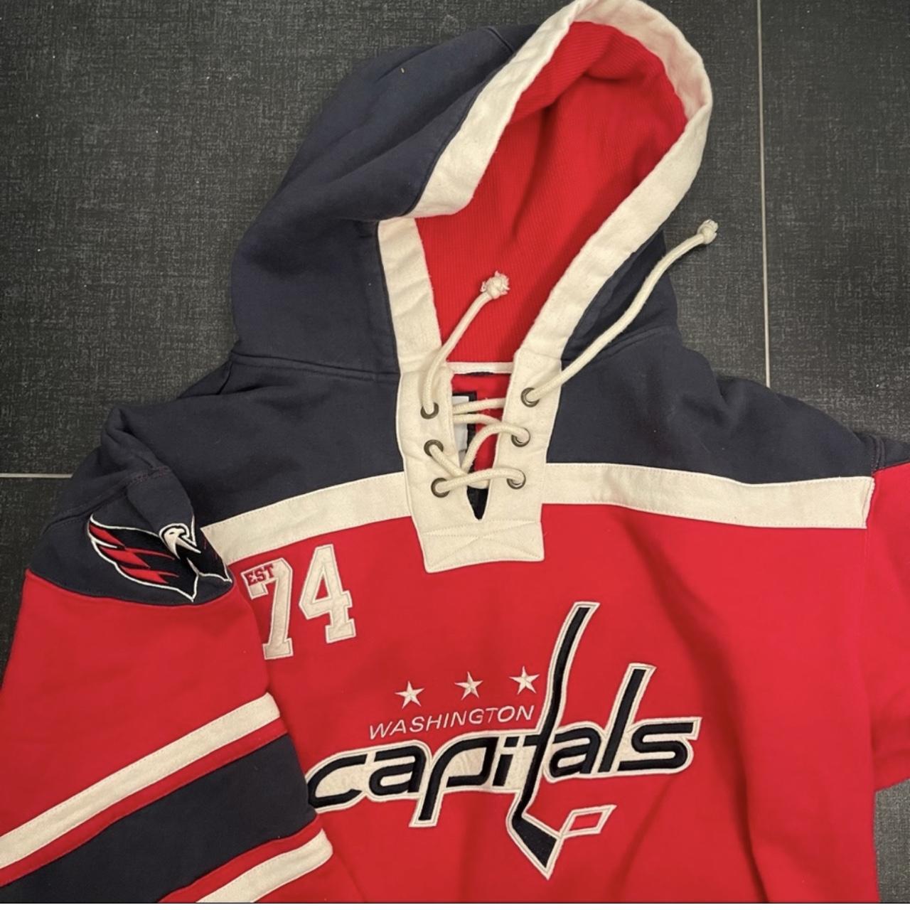 Vintage NHL Washington Capitals Hooded Sweatshirt Red Medium 