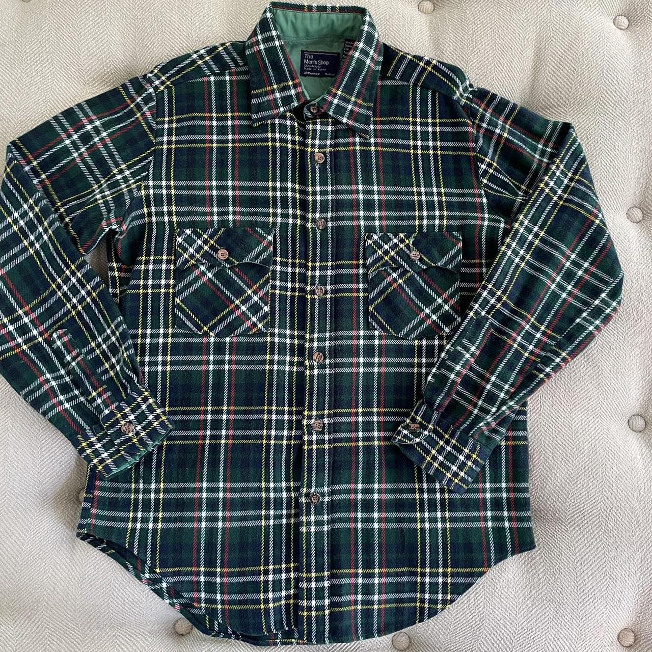 Vintage JCPenney the men’s shop green plaid flannel... Depop