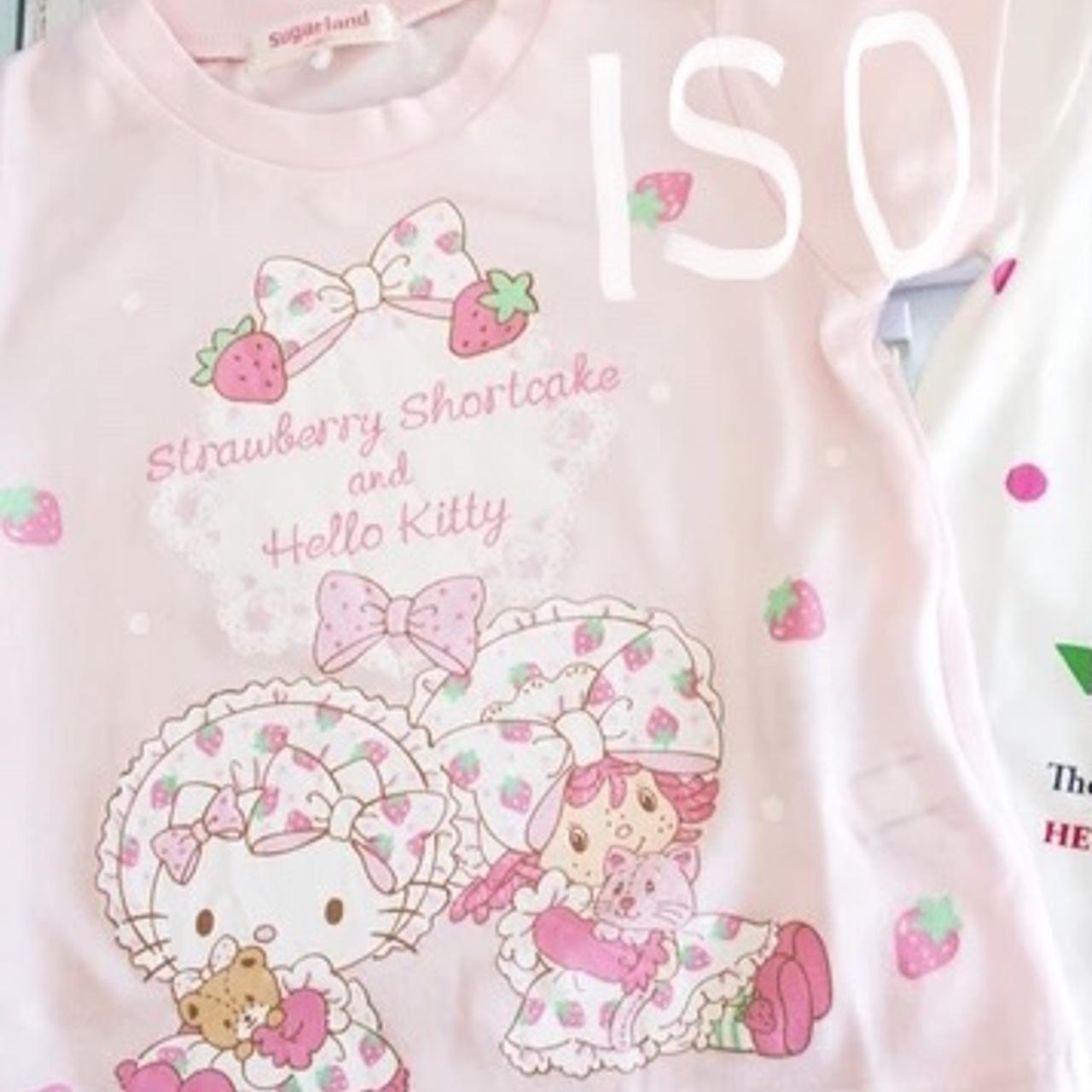 Sanrio Strawberry Shortcake Hello Kitty Collaboration T-shirt 90cm Pink  Ribbon