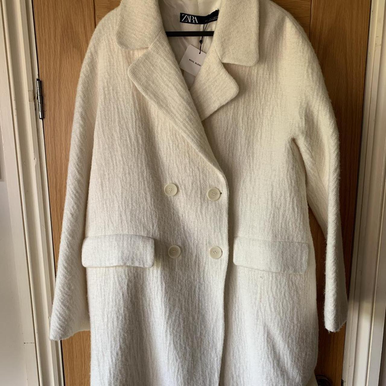 white wool blend coat