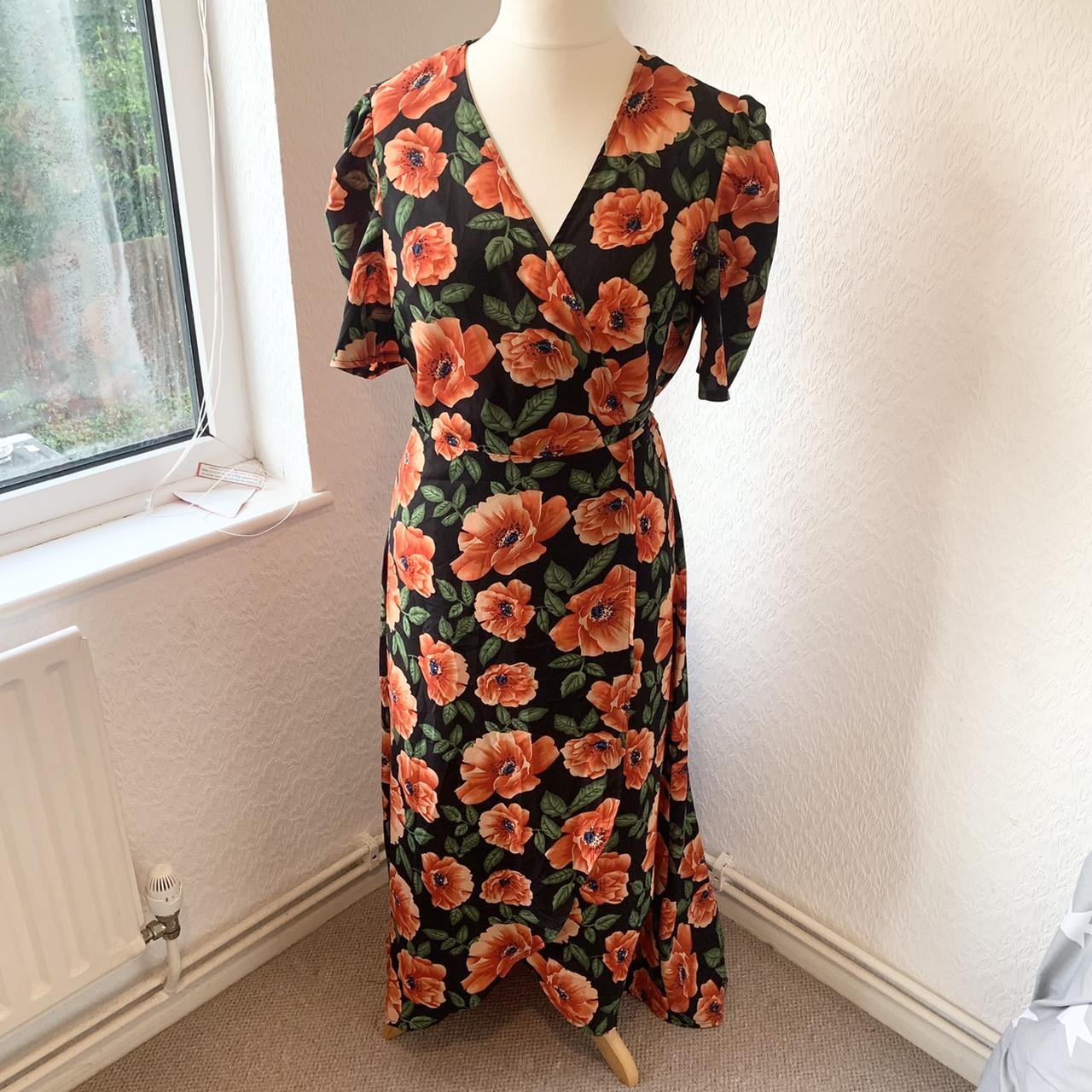 Missguided Women's Orange and Black Dress | Depop