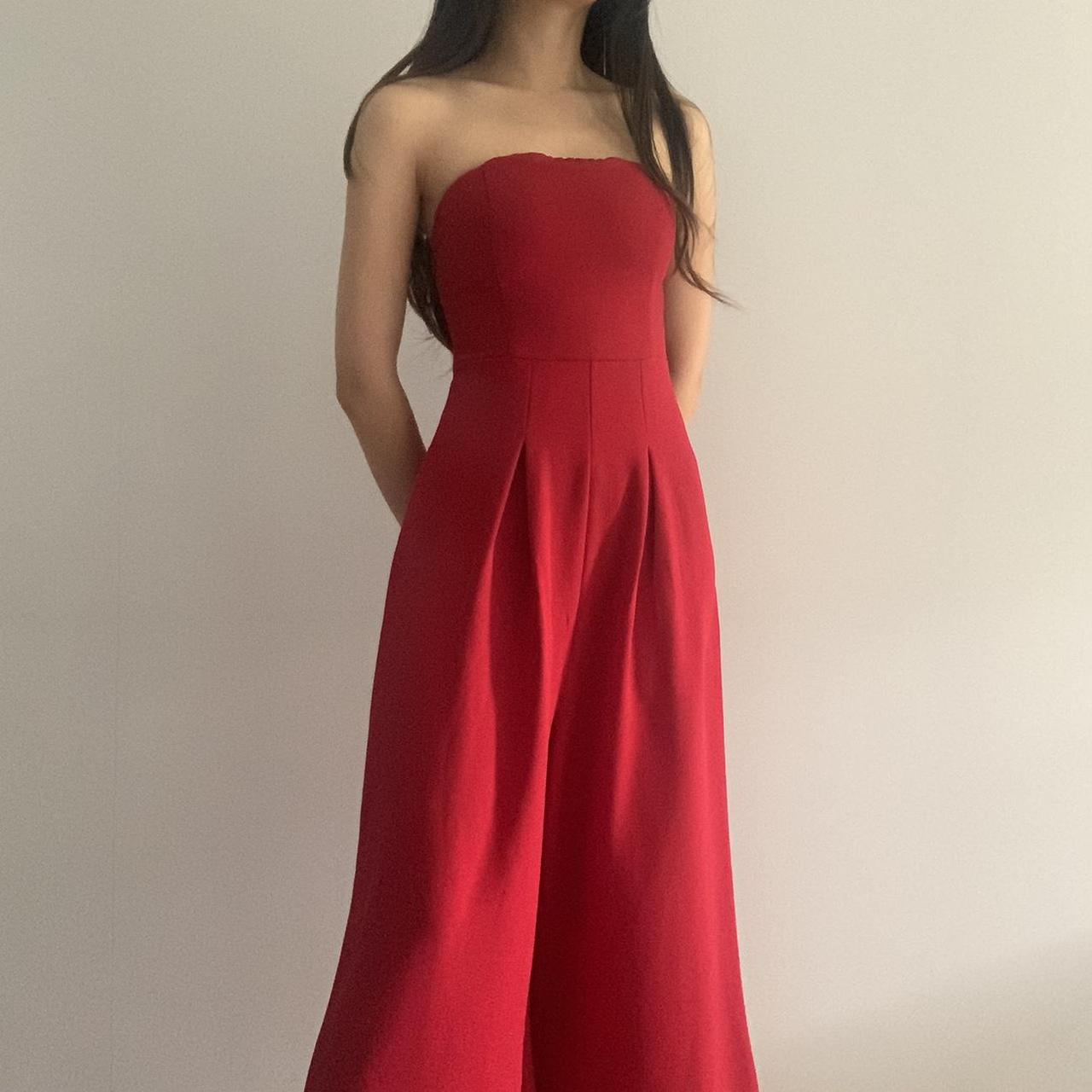 💃🏻 RED JUMPSUIT 💃🏻 Cherry red strapless jumpsuit with... - Depop