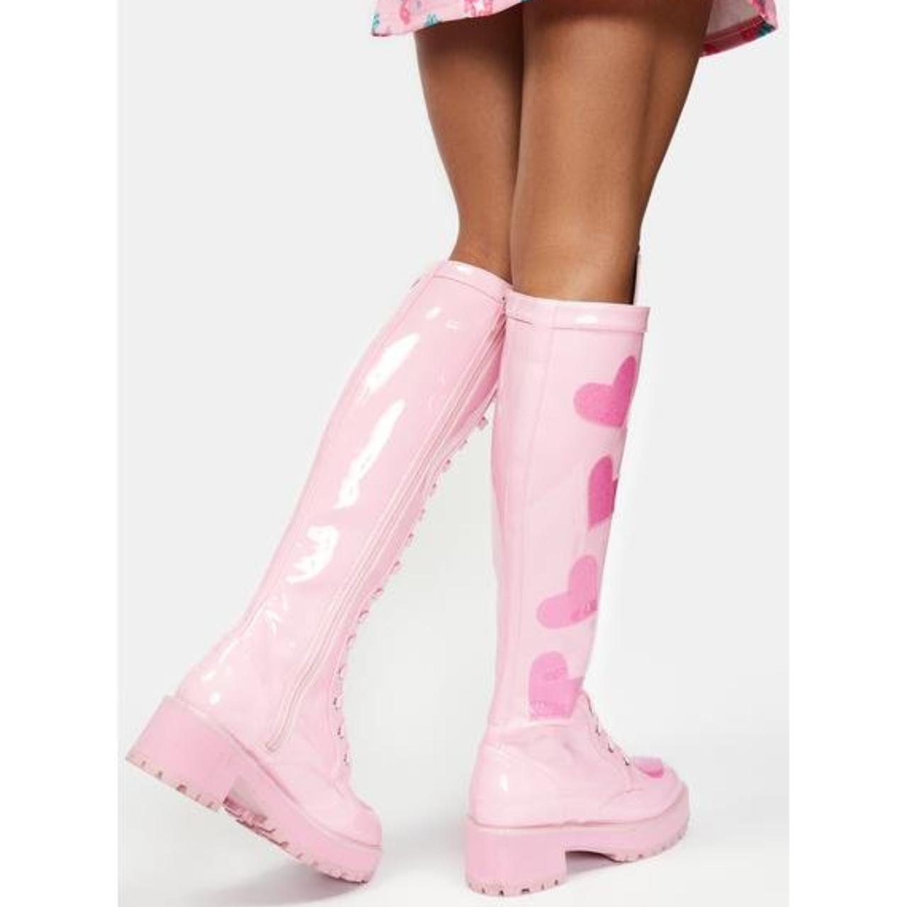 Dolls Kill Women's Pink Boots Depop
