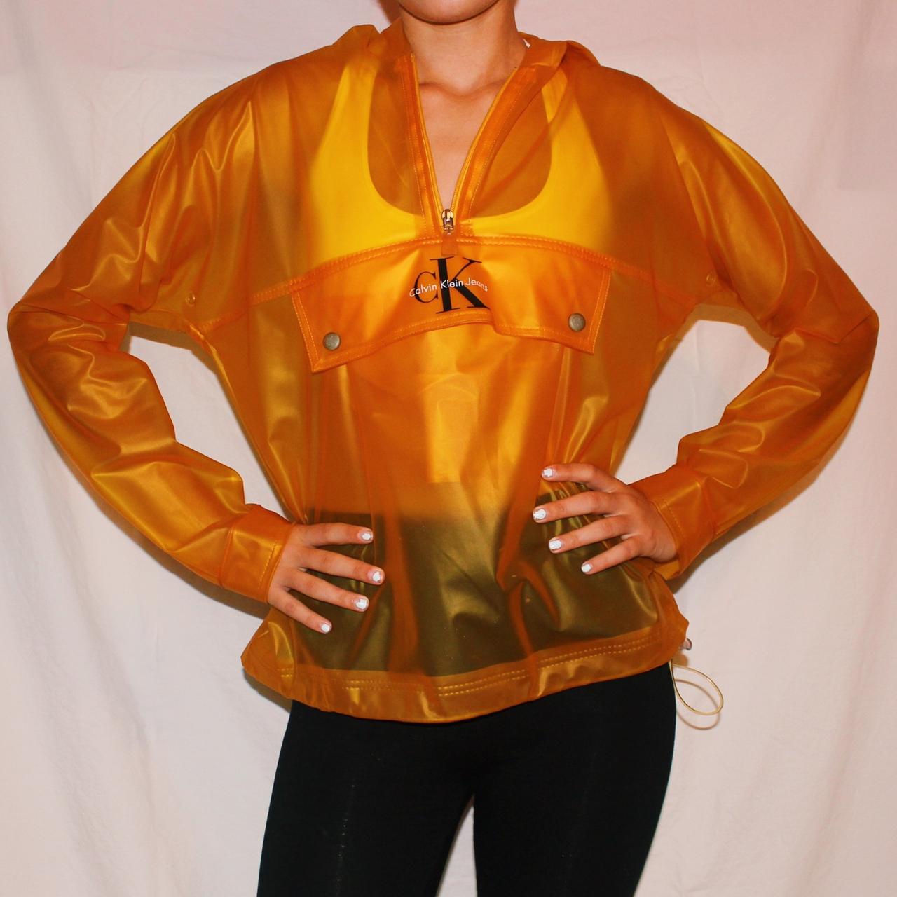 Calvin Klein Translucent Orange PVC Raincoat