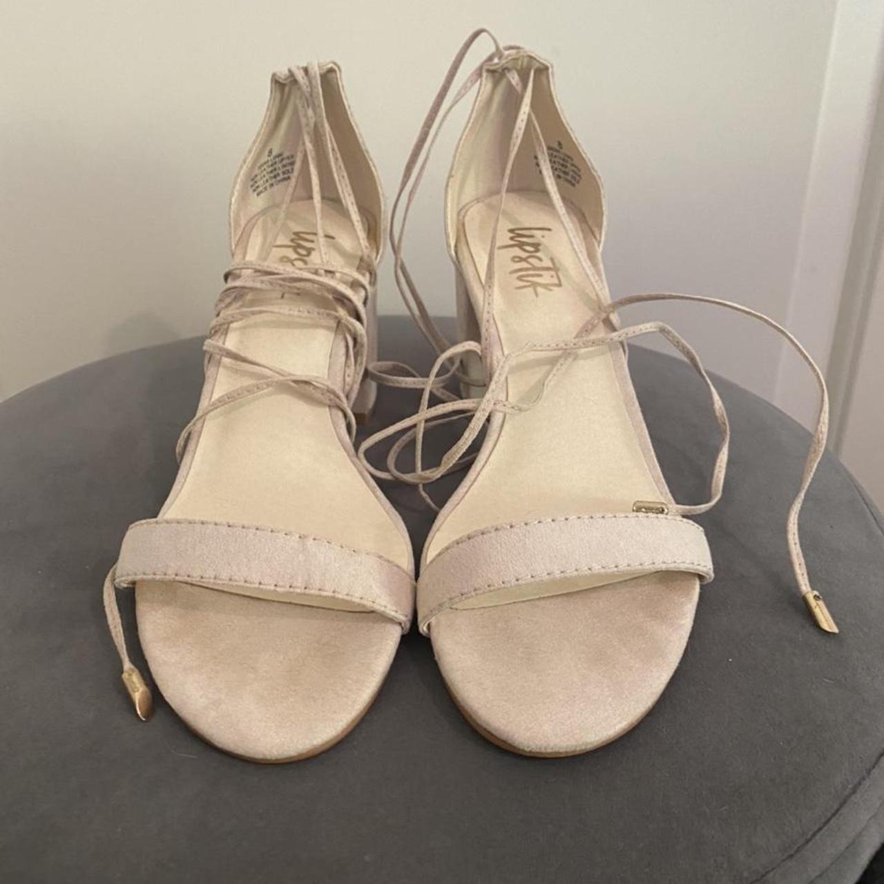 nude Lipstik lace up heels, super easy to wear and... Depop