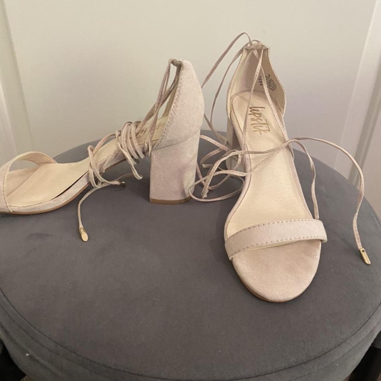 nude Lipstik lace up heels, super easy to wear and... Depop