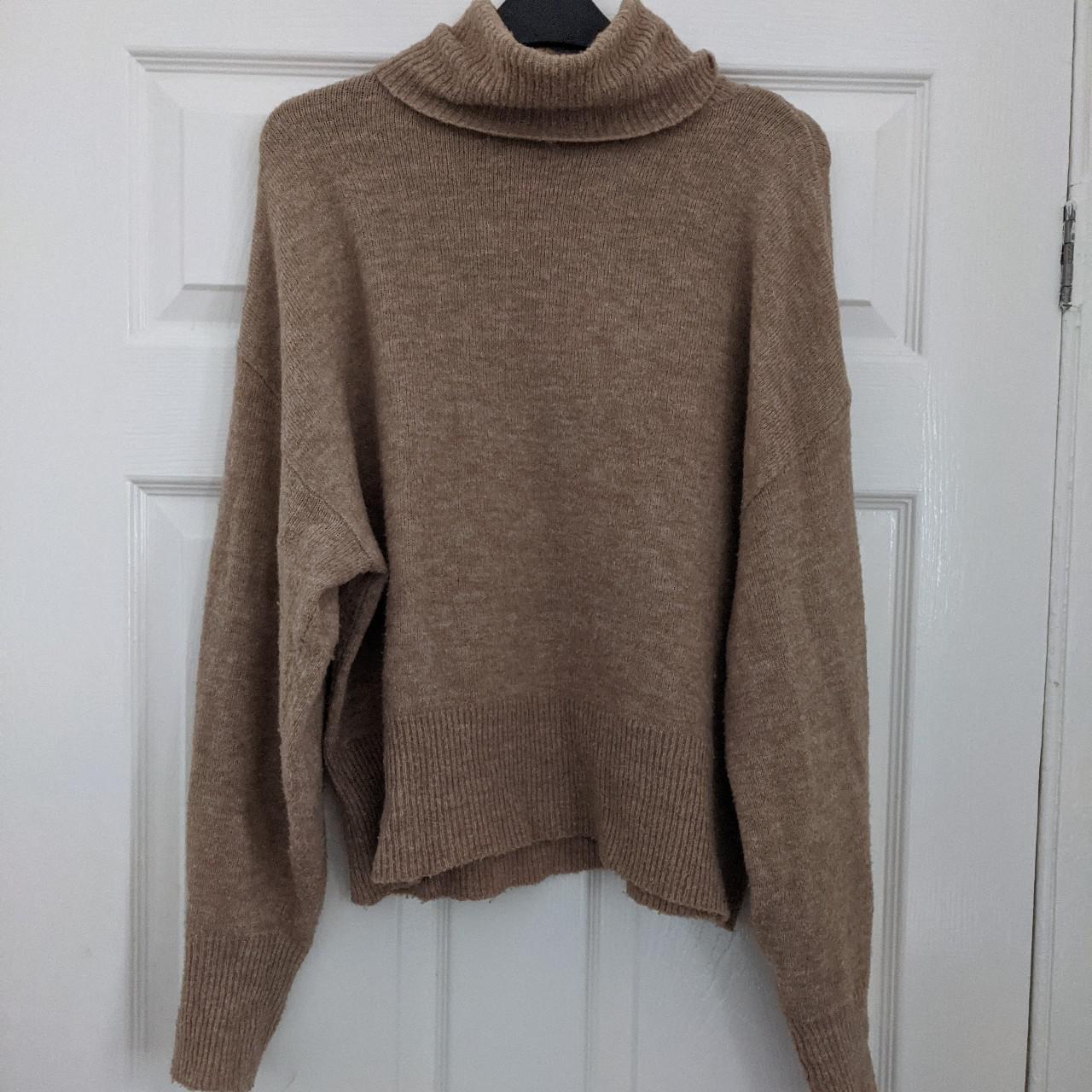 H&M beige turtle neck jumper. Size M. Worn but good... - Depop