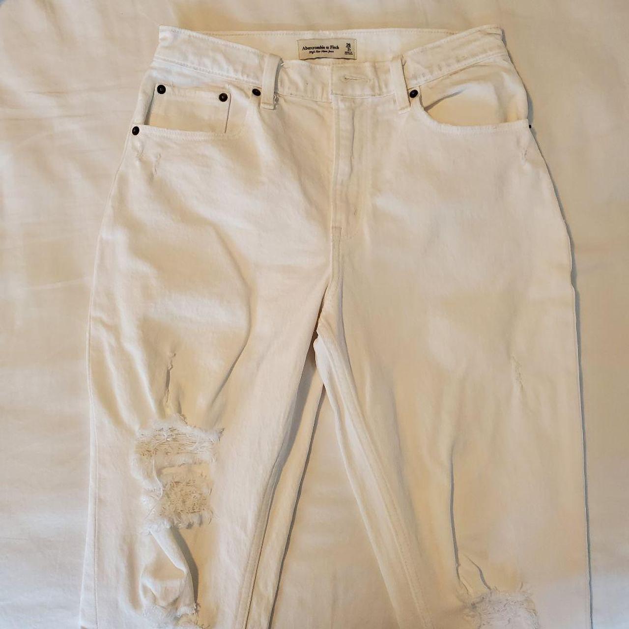 Abercrombie & Fitch High Rise Mom Jean. White... - Depop