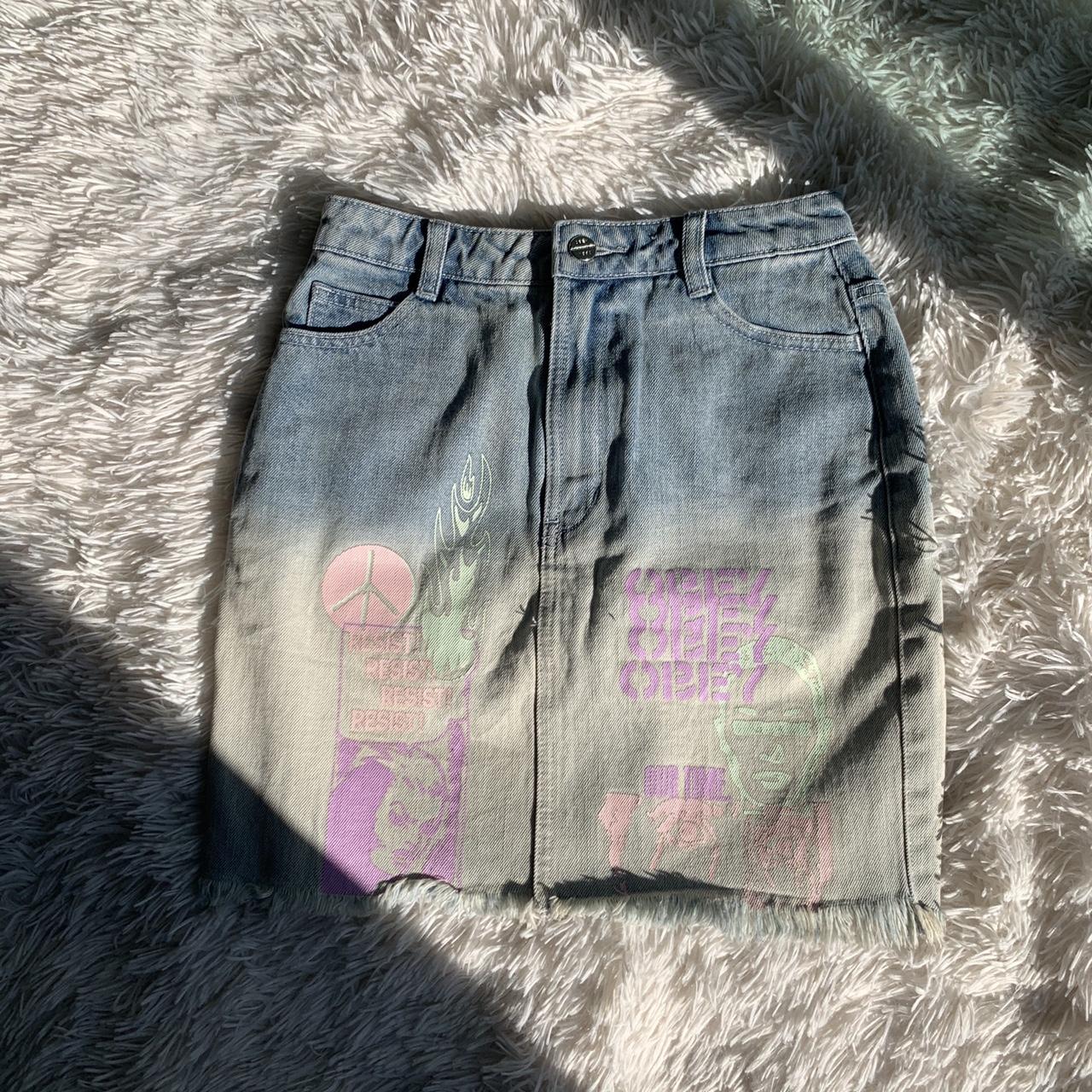 Obey skirt! super cute and mid length never worn but... - Depop