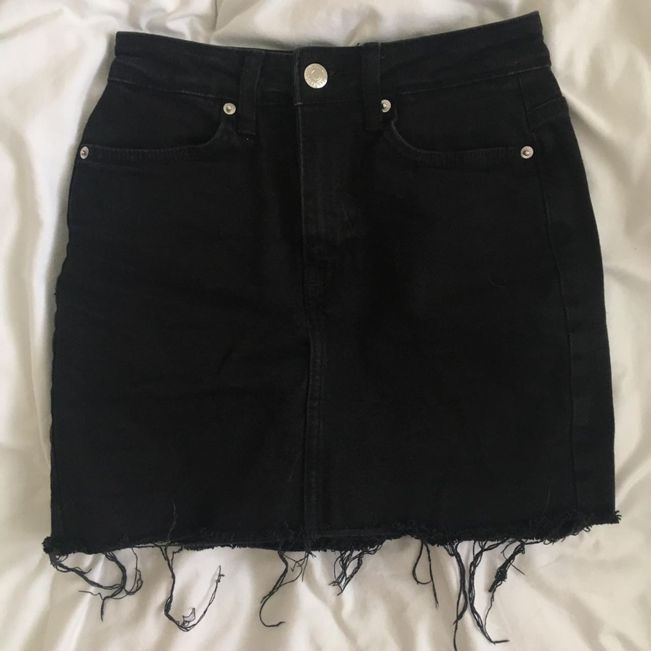 Black denim skirt bershka best sale