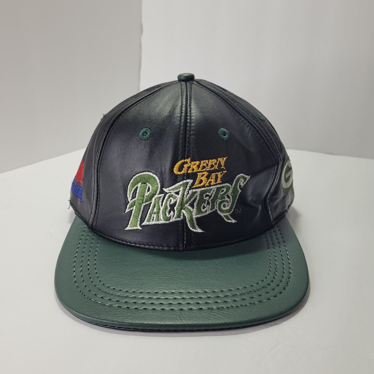 All leather Green Bay packers Hat Vintage Packers - Depop