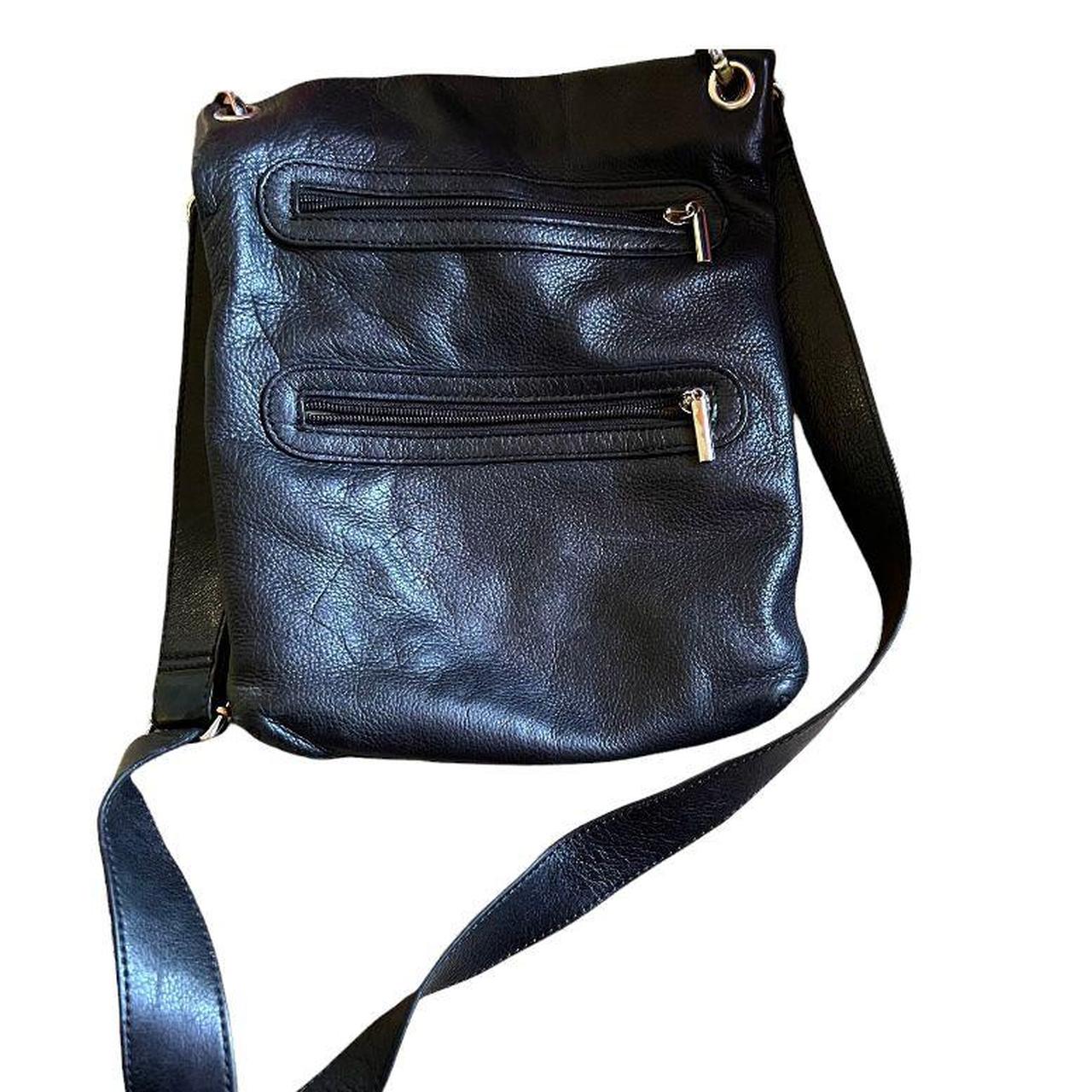 Black leather cute crossbody bag EUC Measures 11... Depop