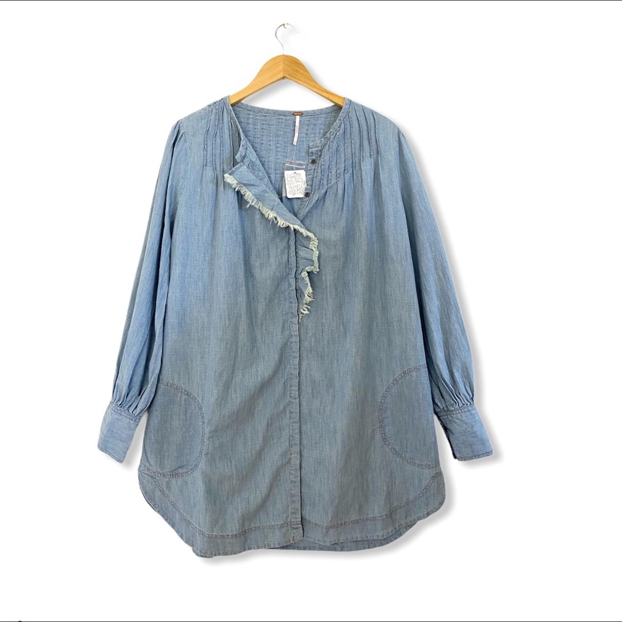 Free people denim darling shirt dress size S RRP... - Depop