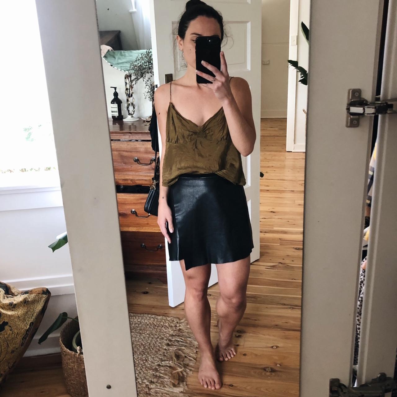 The perfect black leather skirt. Layered style with... - Depop