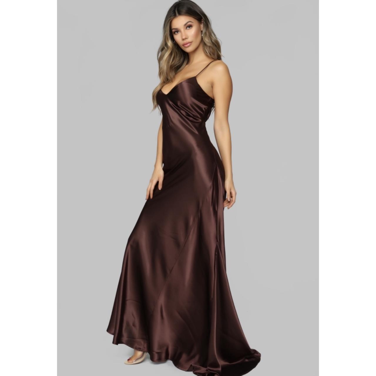 Fashion Nova Figure Hugging Satin Maxi Dress Depop