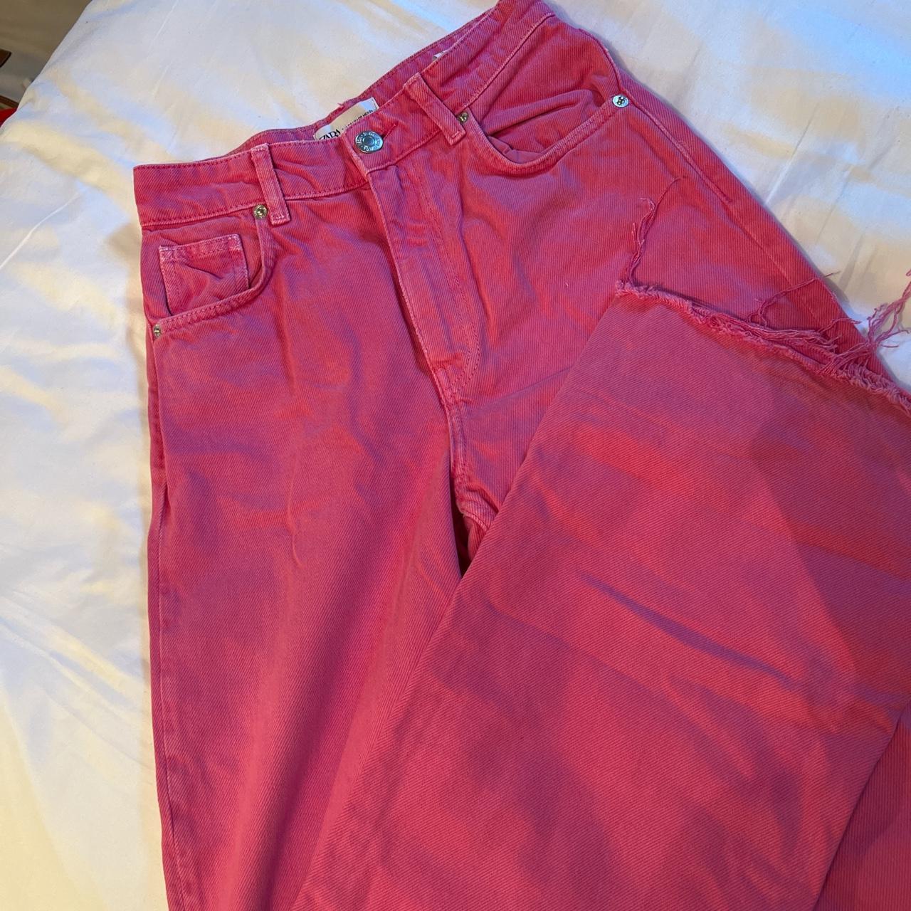 Zara Women's Pink Jeans | Depop