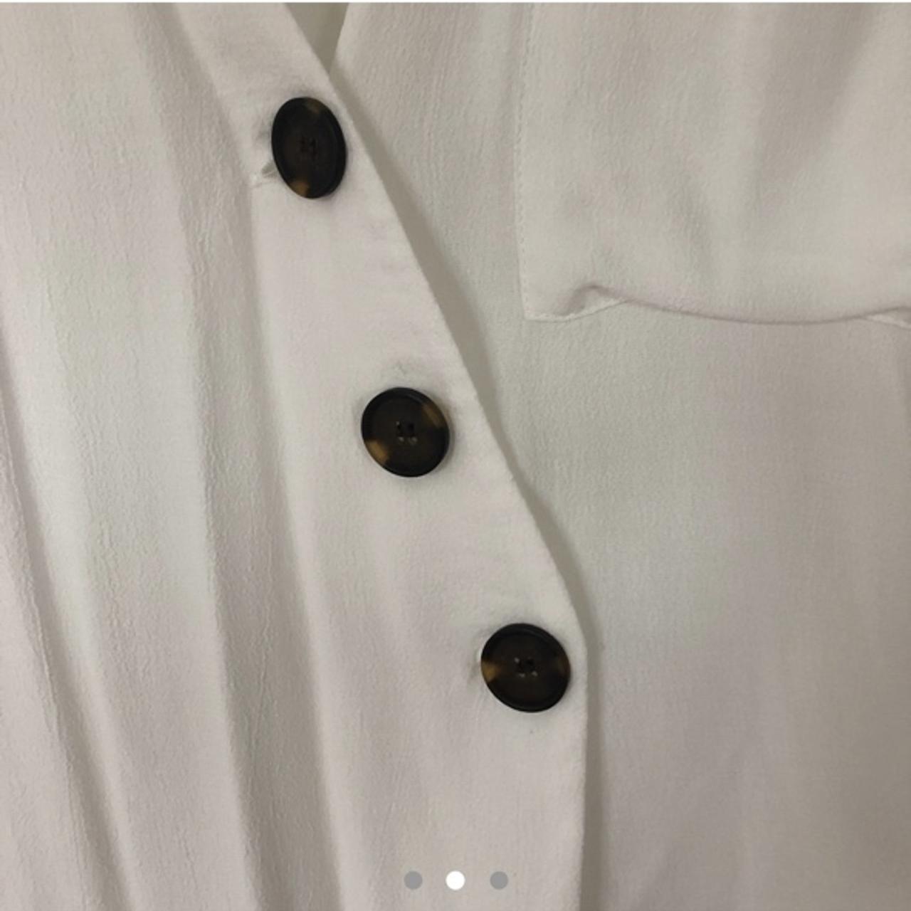 Topshop white button shirt Topshop asymmetric... - Depop