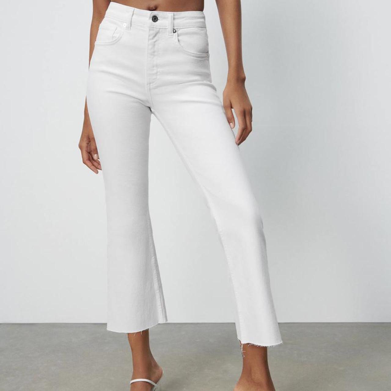 zara cropped white jeans