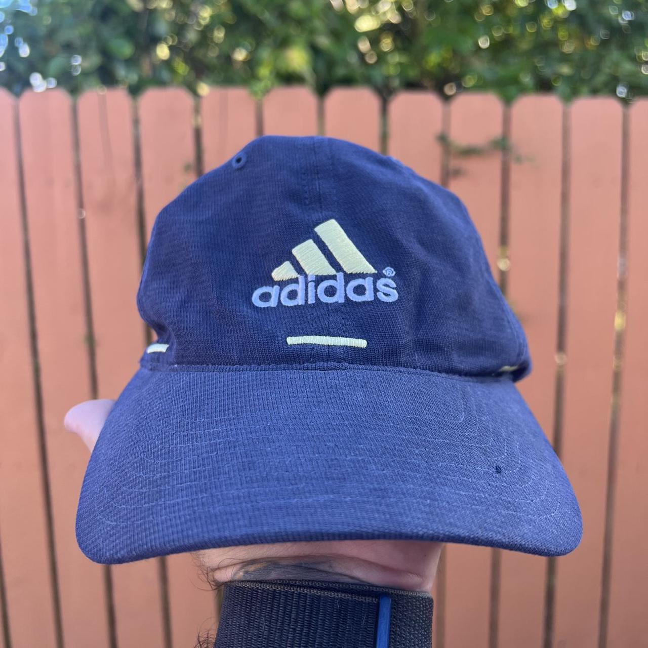Vintage 90s Adidas Logo Strapback Hat Navy Blue....