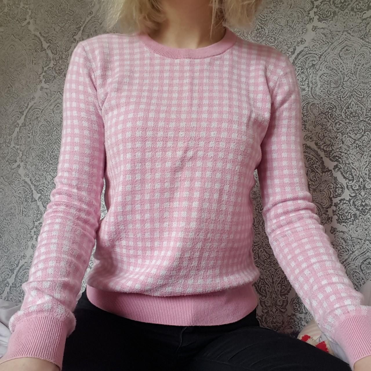 pink gingham sweater