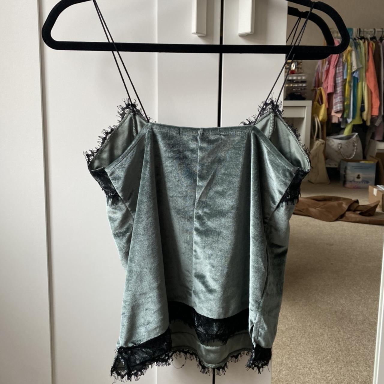 Bershka Velvet Cami in Green