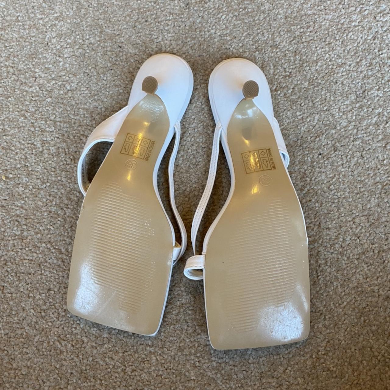 Shein white sqaure toe kitten heels. Size 4. New... - Depop