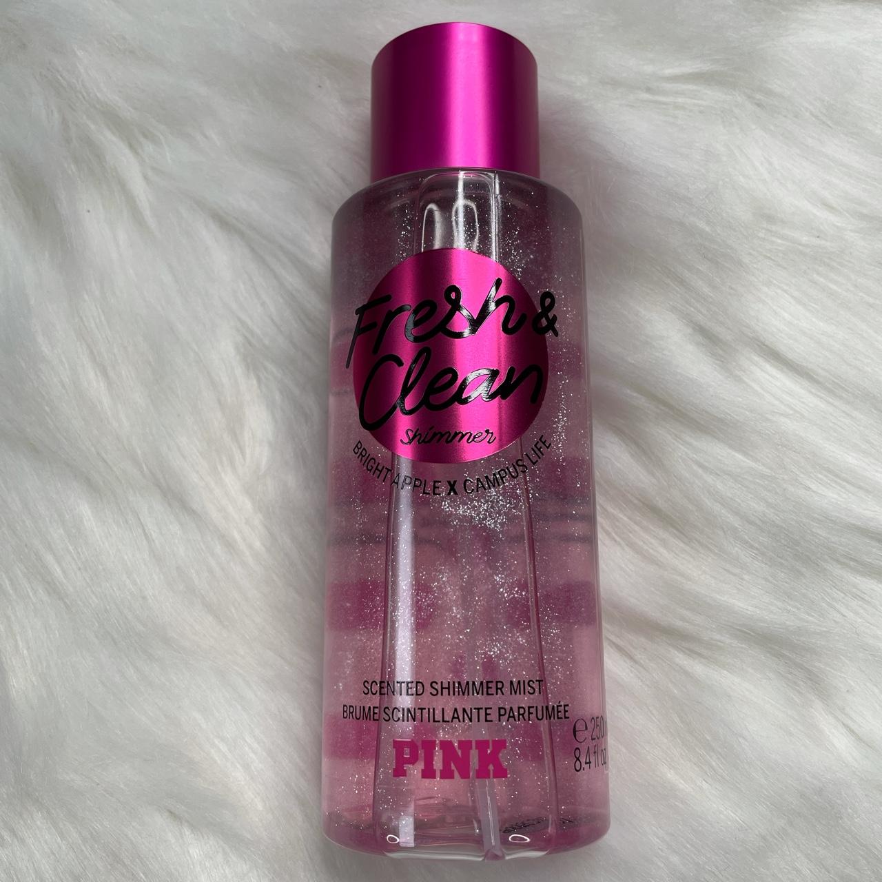 pink fresh and clean shimmer mist brume scintillante