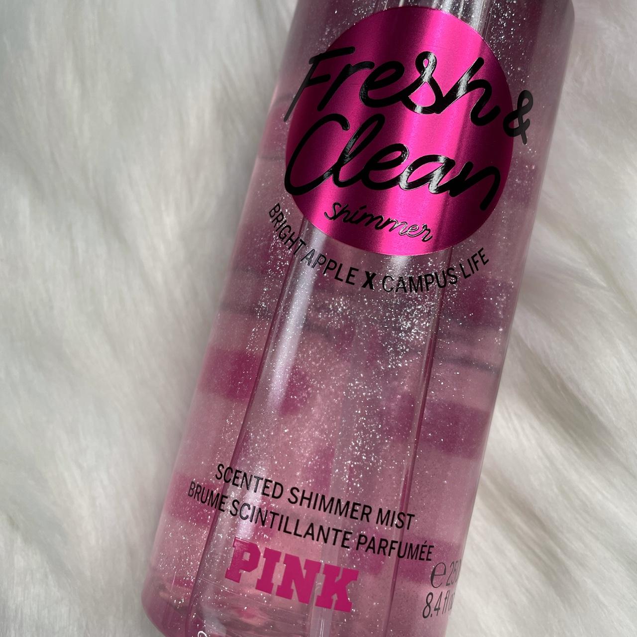 pink fresh and clean shimmer mist brume scintillante