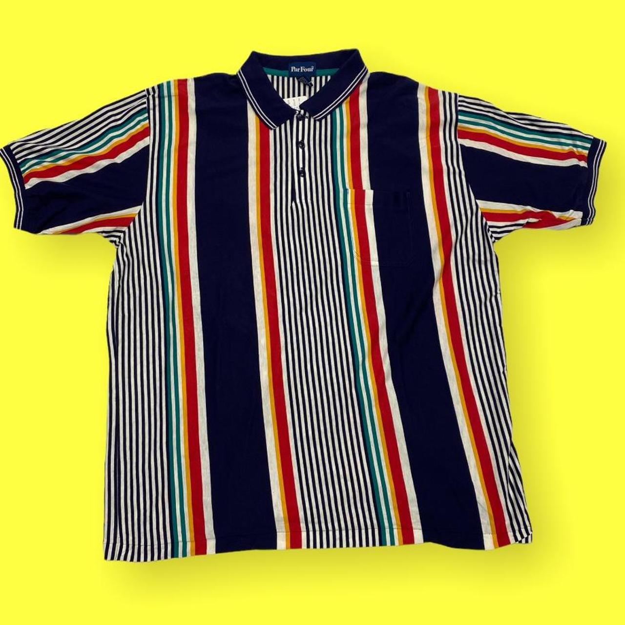 Vintage par four striped polo. Cuffed sleeves.... - Depop