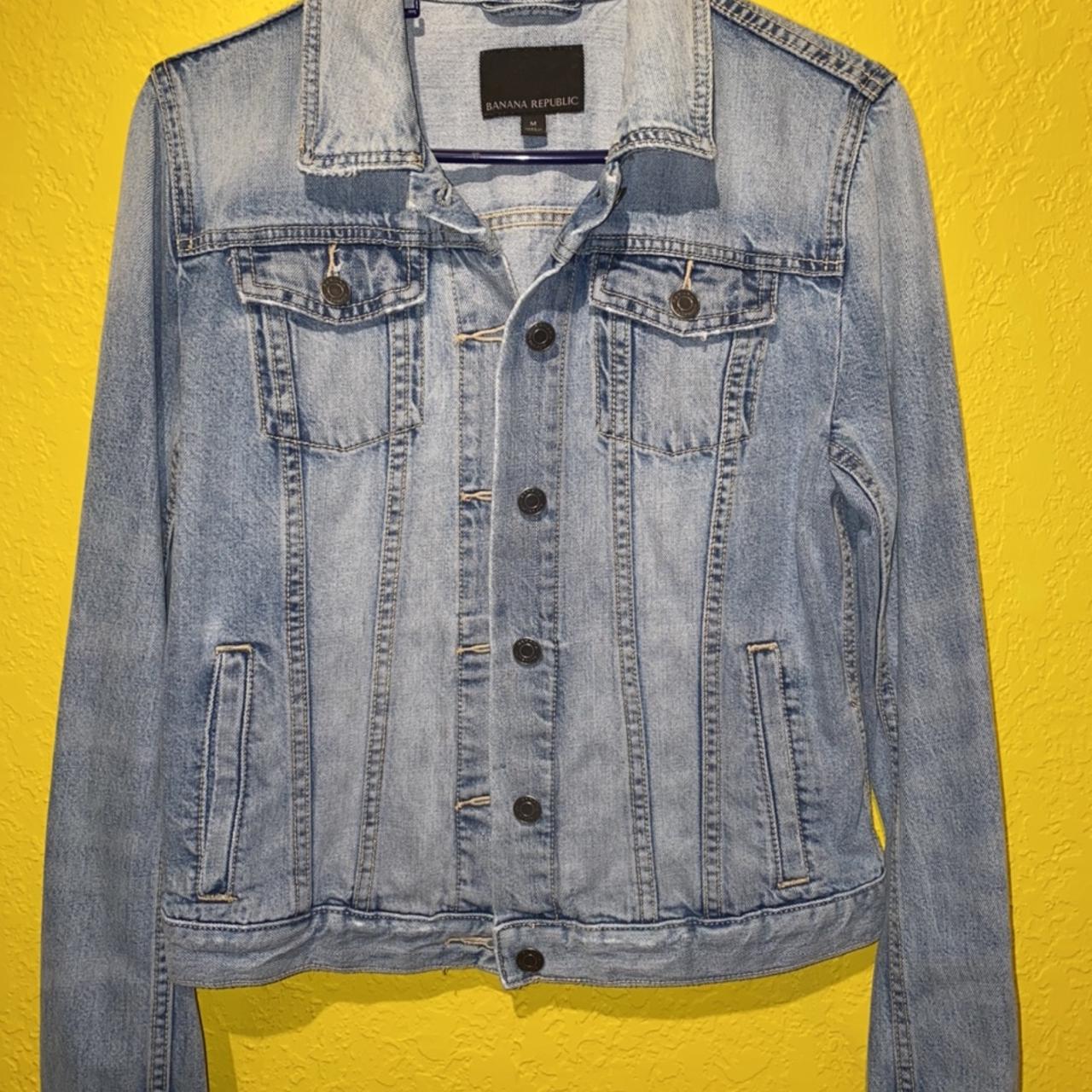 Banana Republic Denim Jacket Size: M Used Signs... - Depop