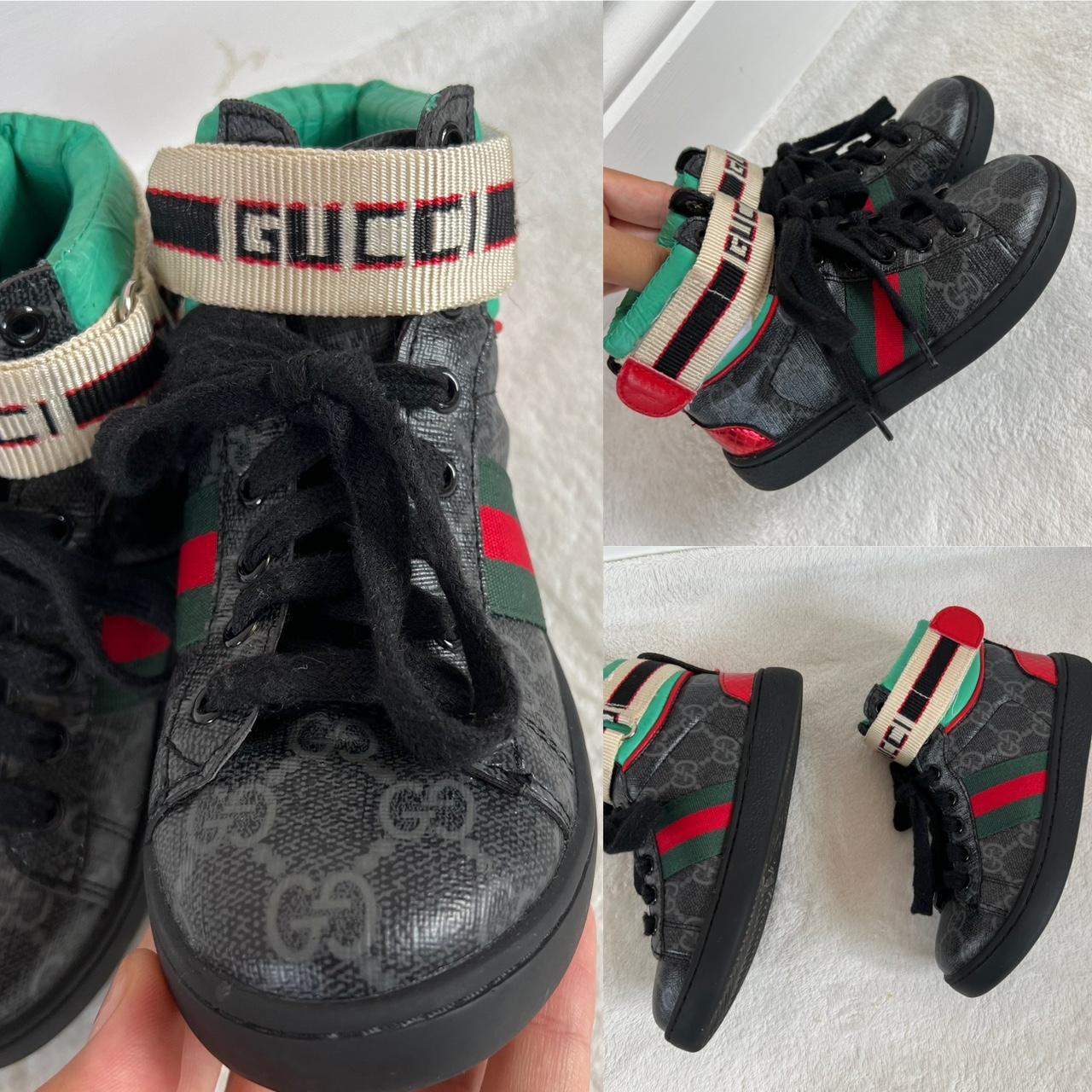 Kids unisex boys girls Gucci GG Stripe Ace high hi... - Depop