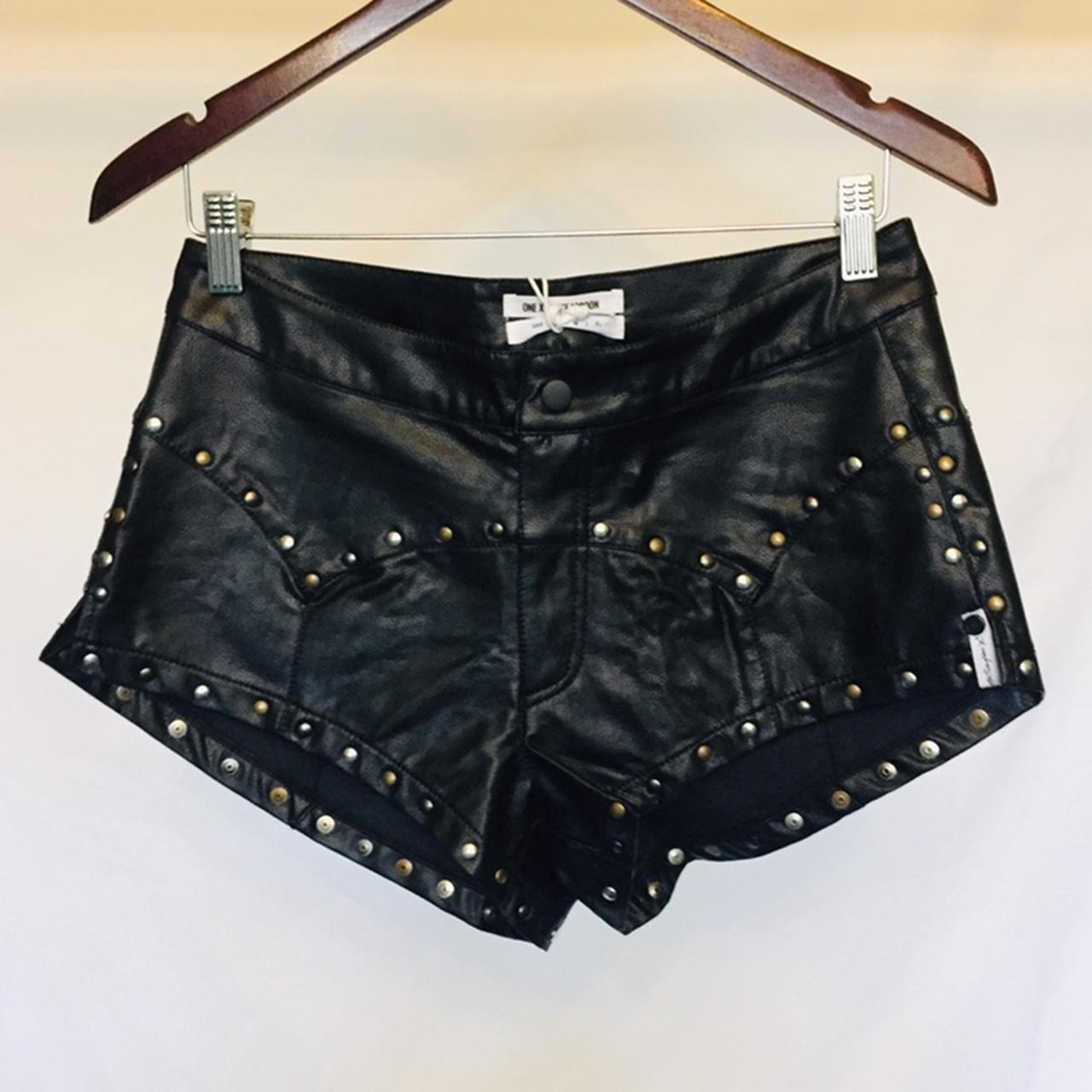 One teaspoon black faux leather shorts with studs . Depop