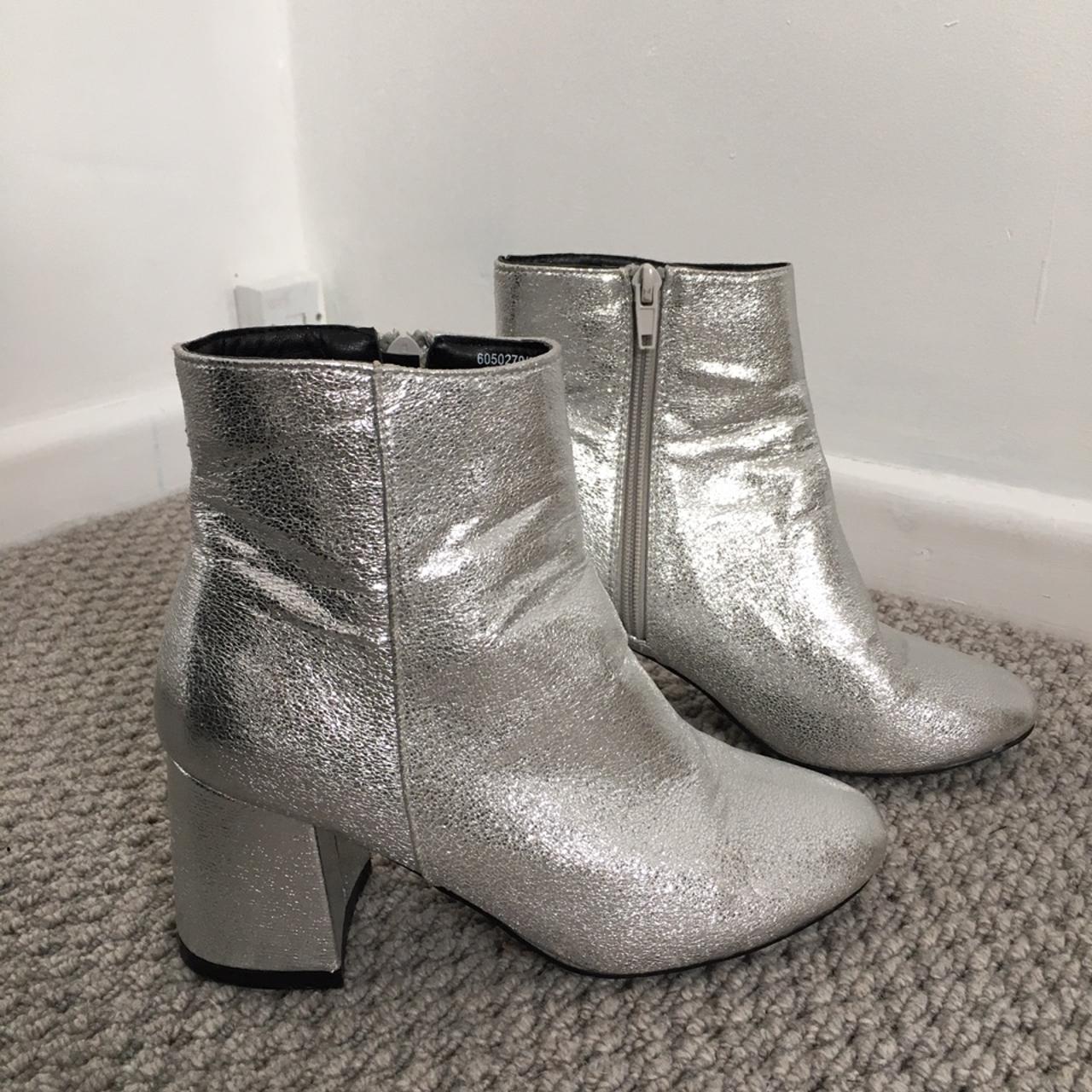 Silver store chunky boots