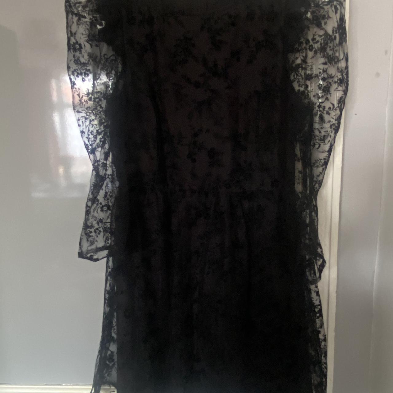 Zara black lace dress size S very good condition - Depop