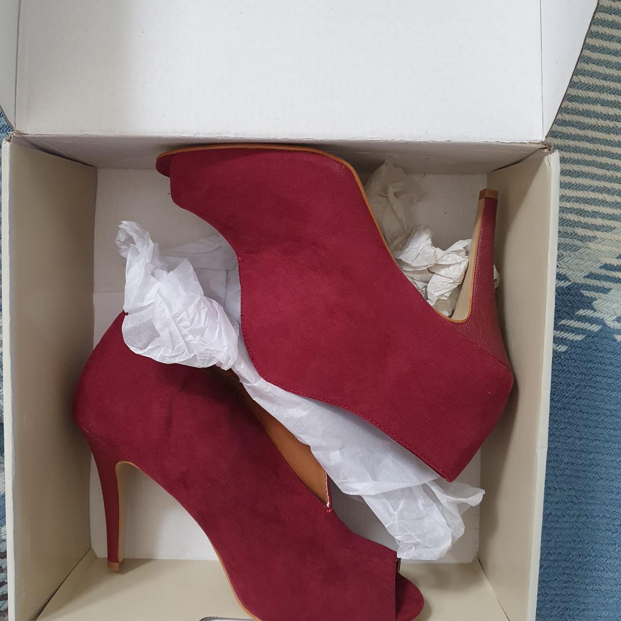 Next Women's Red and Burgundy Boots Depop