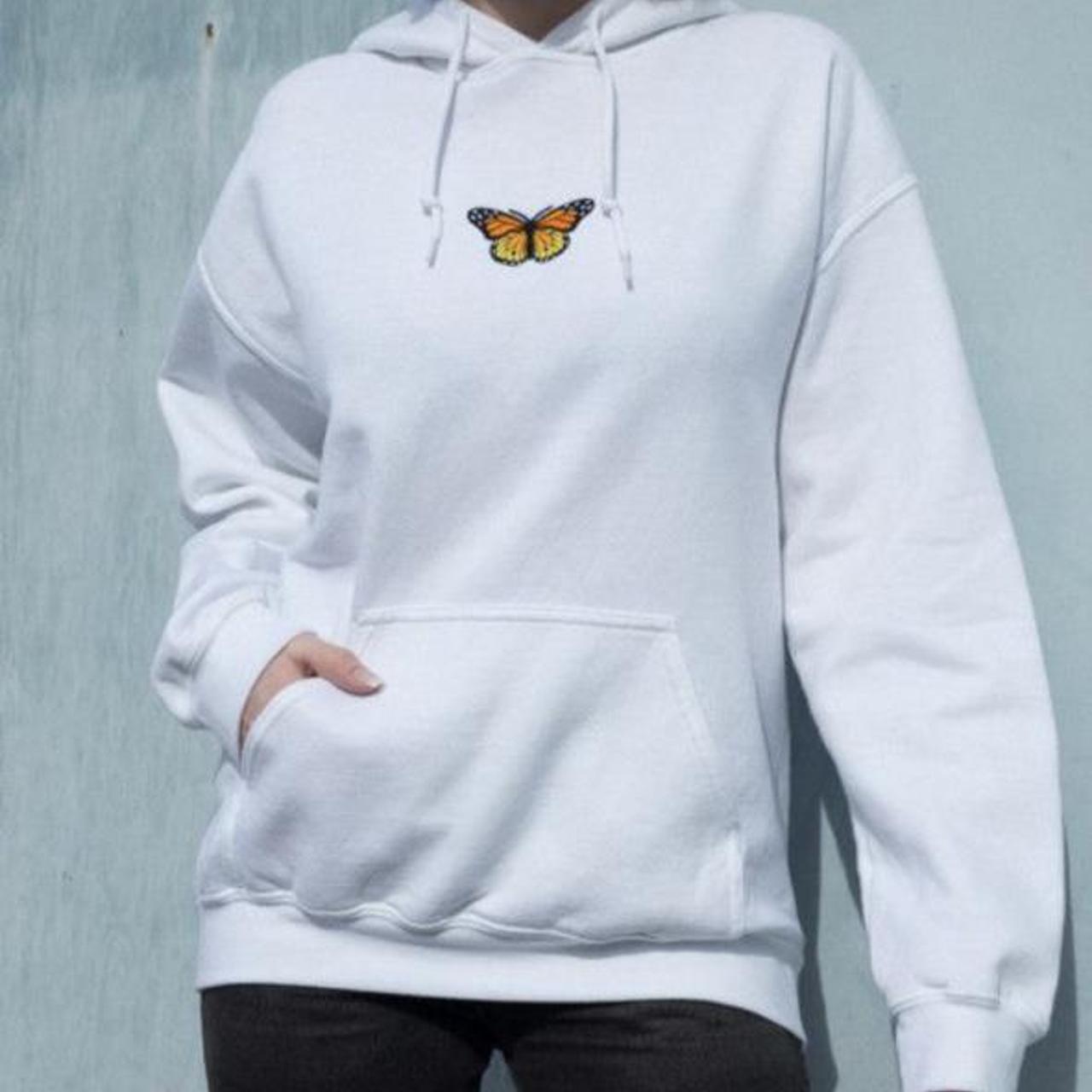 brandy melville white butterfly hoodie