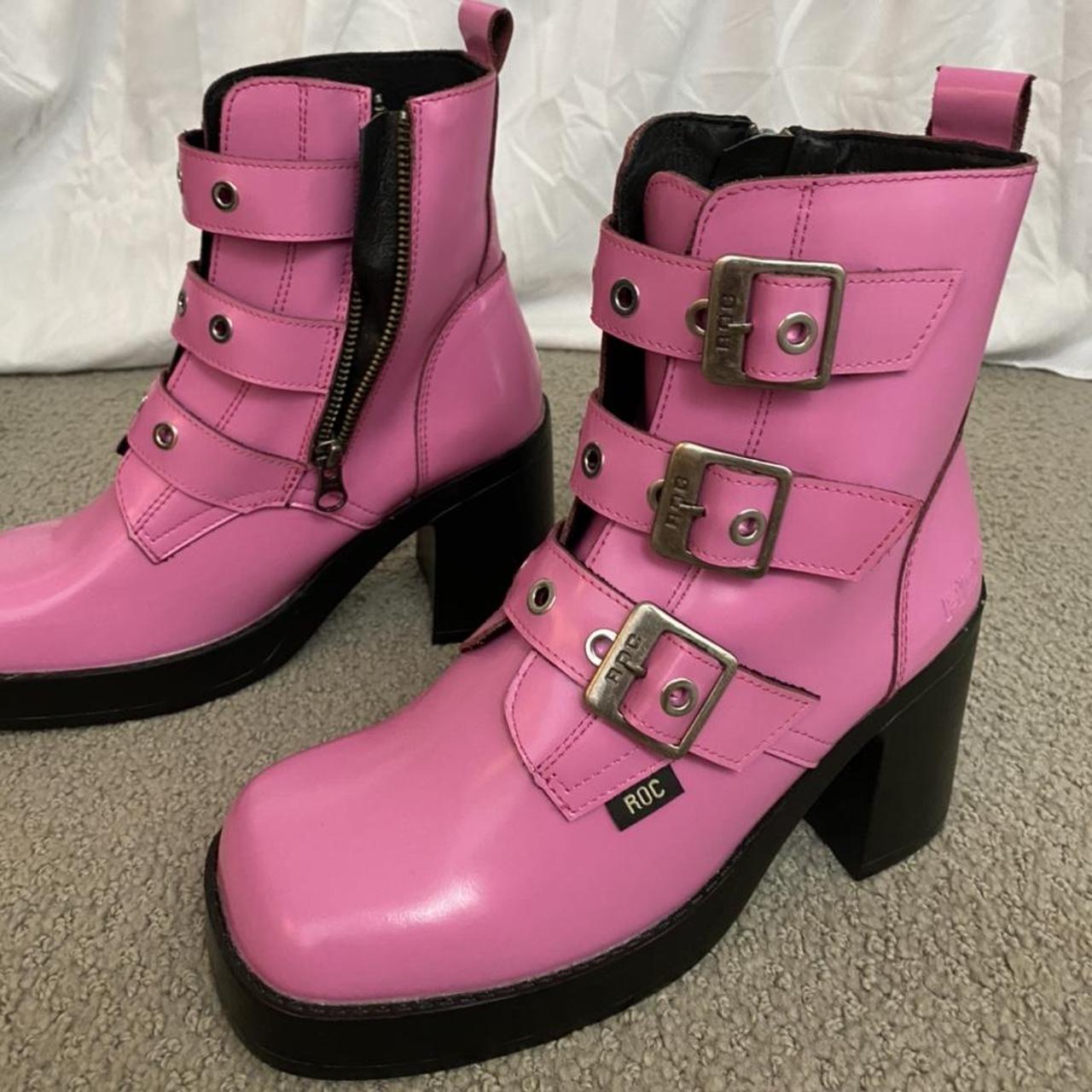 ROC Australia pink buckle boots! Side zipper, size... Depop