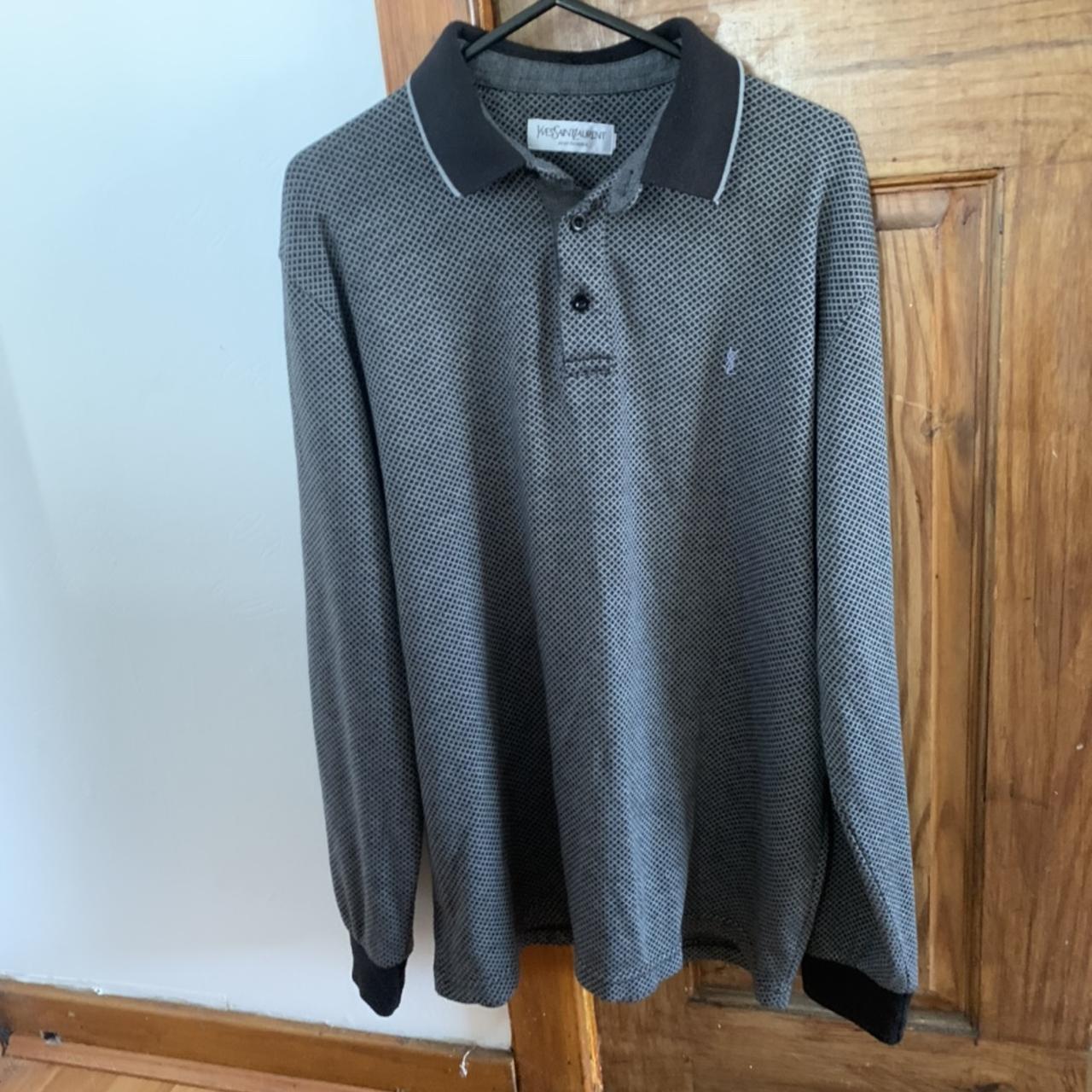 Vintage Yves Saint Laurent Long sleeve Polo shirt.... - Depop