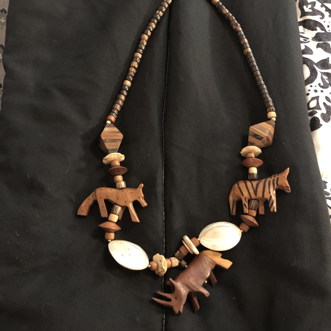 WOOD FELLAS wood jewelry fancy necklace with pendant African lion brown